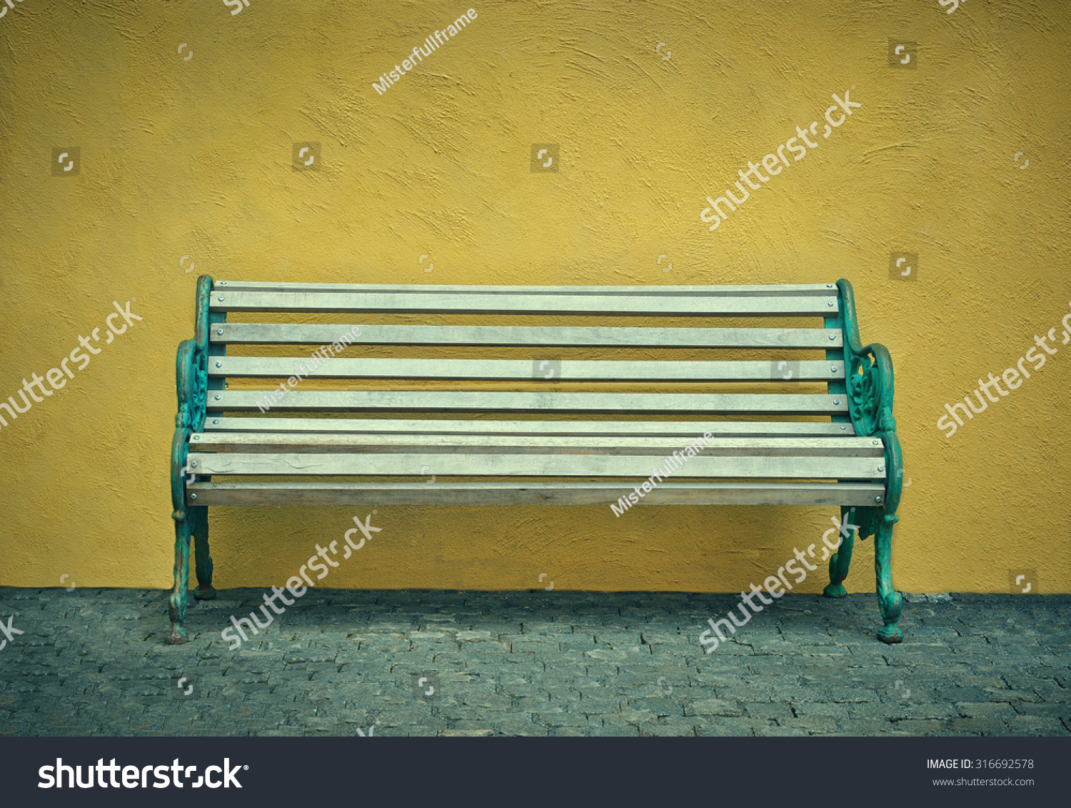 Antique Bench Blank Wall Grunge Vintage Stock Photo 316692578 ...