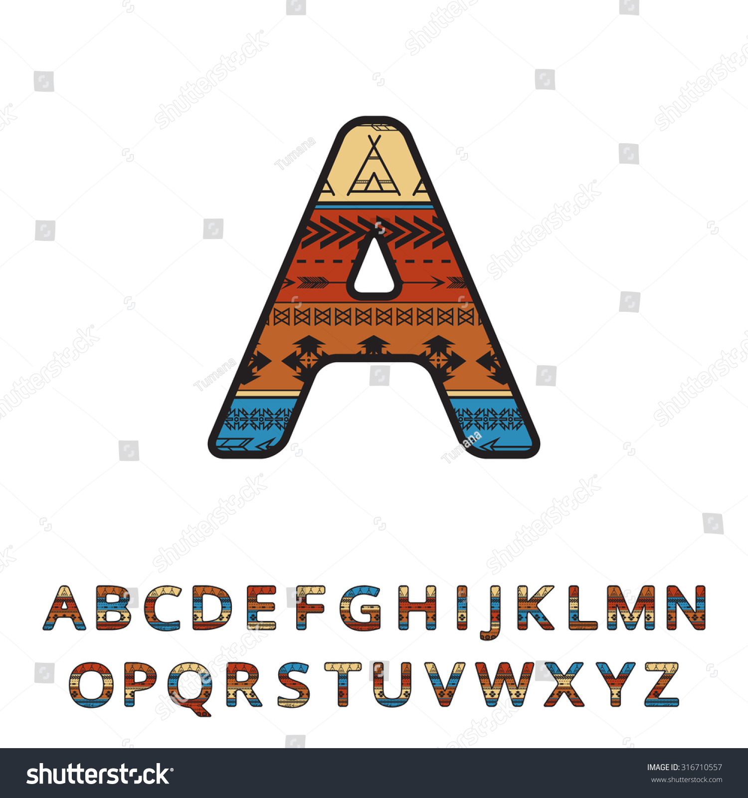 Aztec Ethnic Ornamental Font Vector English Stock Vector (Royalty Free ...