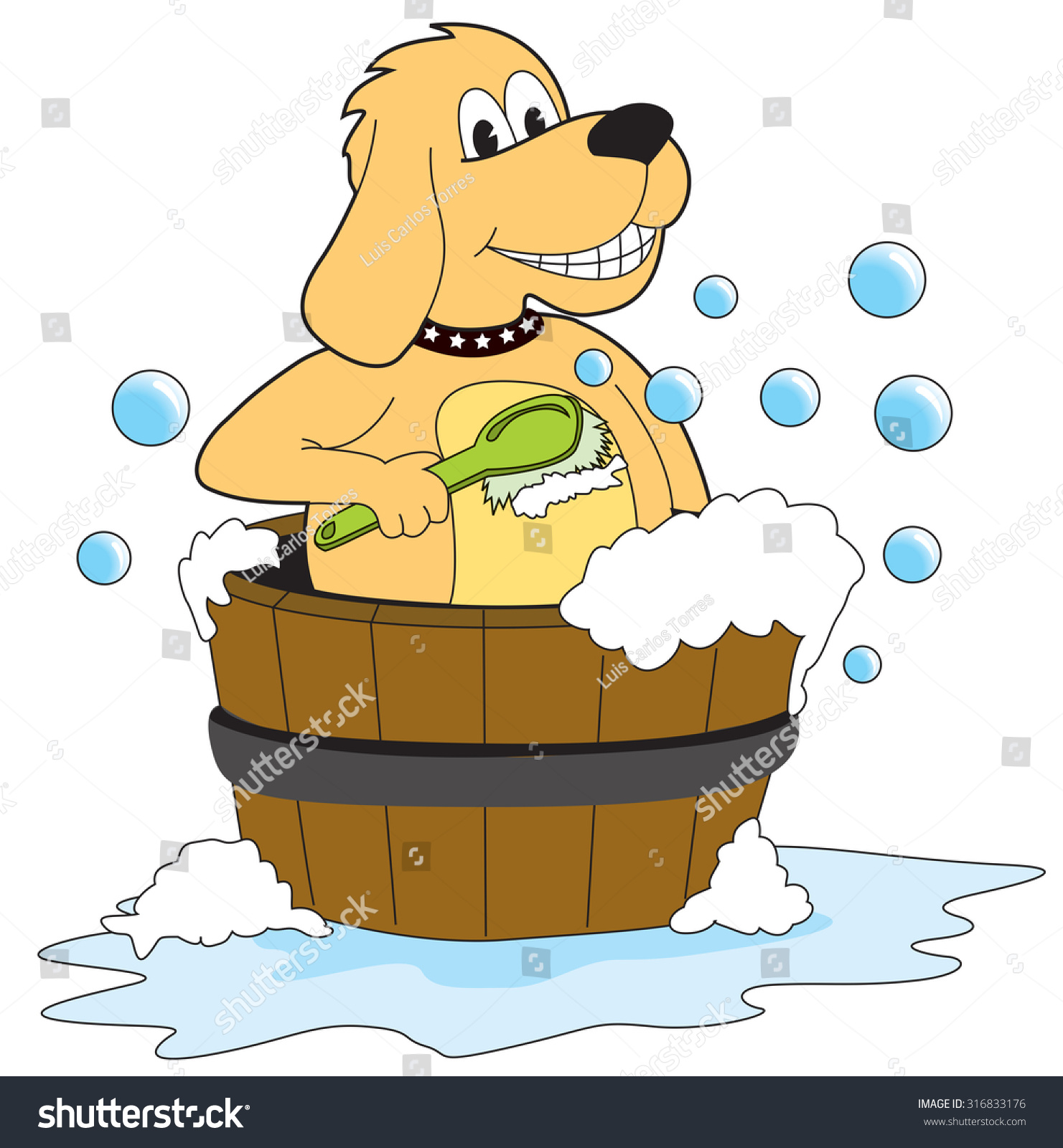 Dog Taking Bath Illustration Vector Stock Vector (Royalty Free ...