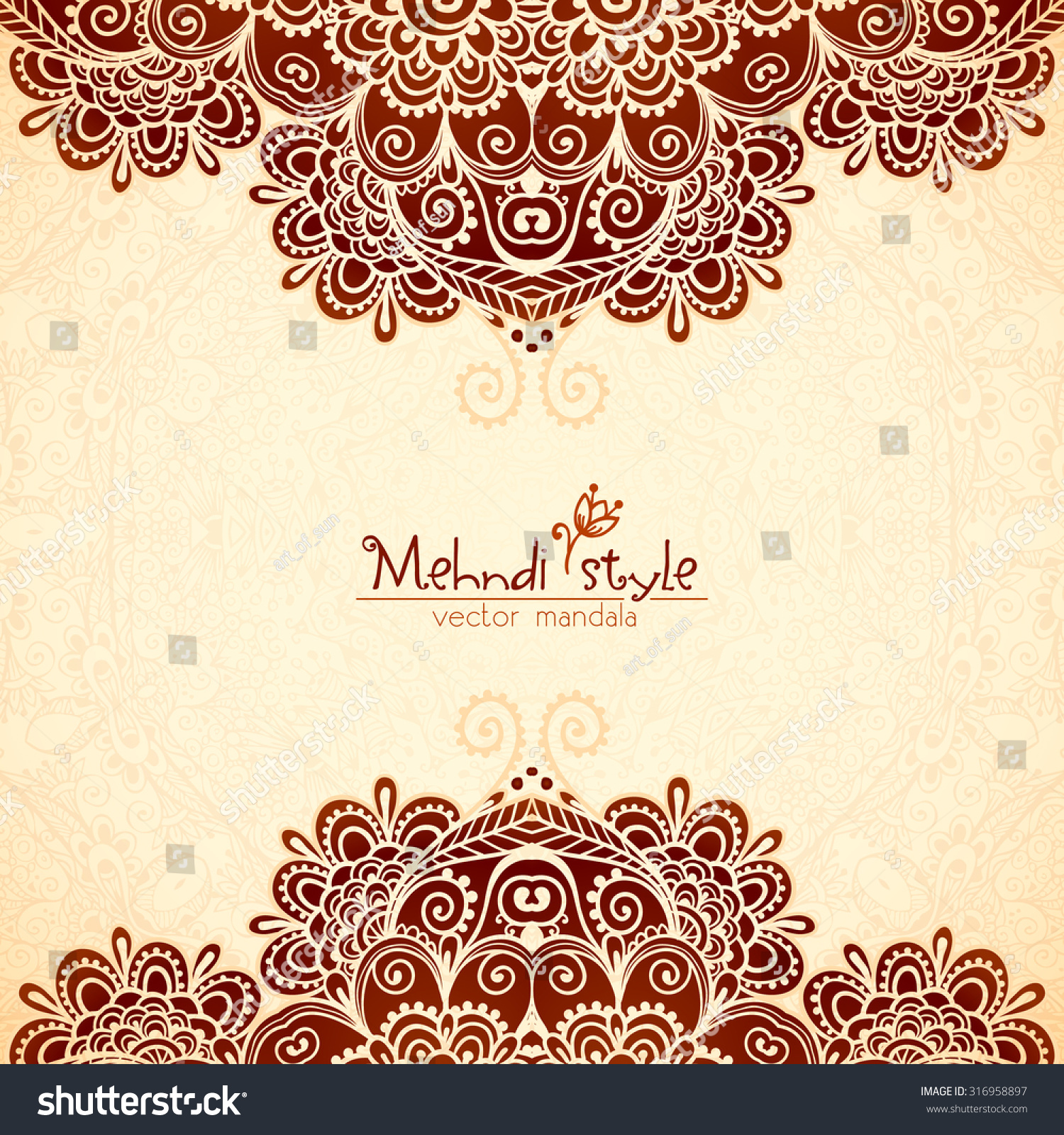 Vector Vintage Flowers Ethnic Background Indian Stock Vector (Royalty ...