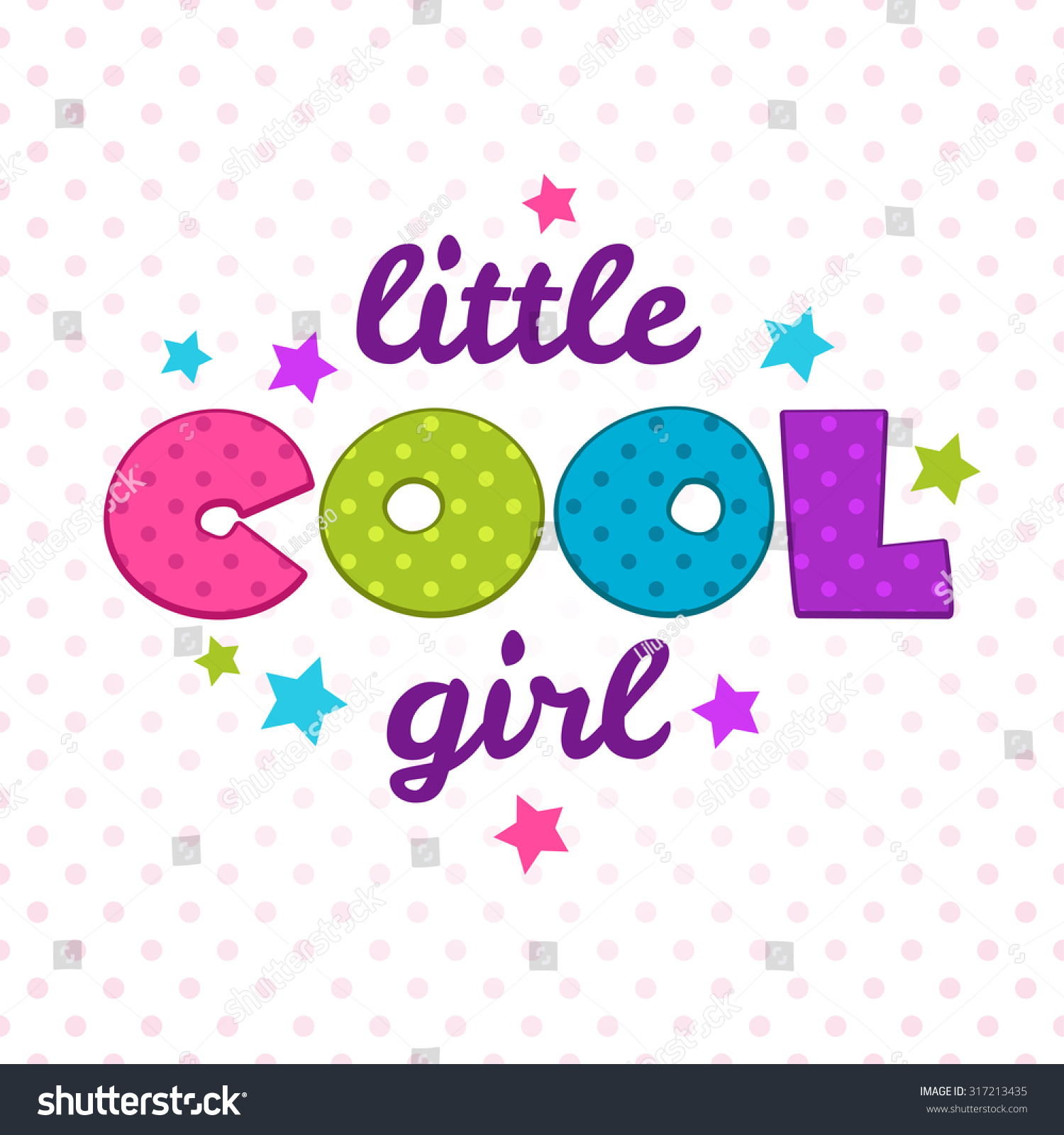 Little Cool Girl Inscription Cute Vector: стоковая векторная графика (без л...