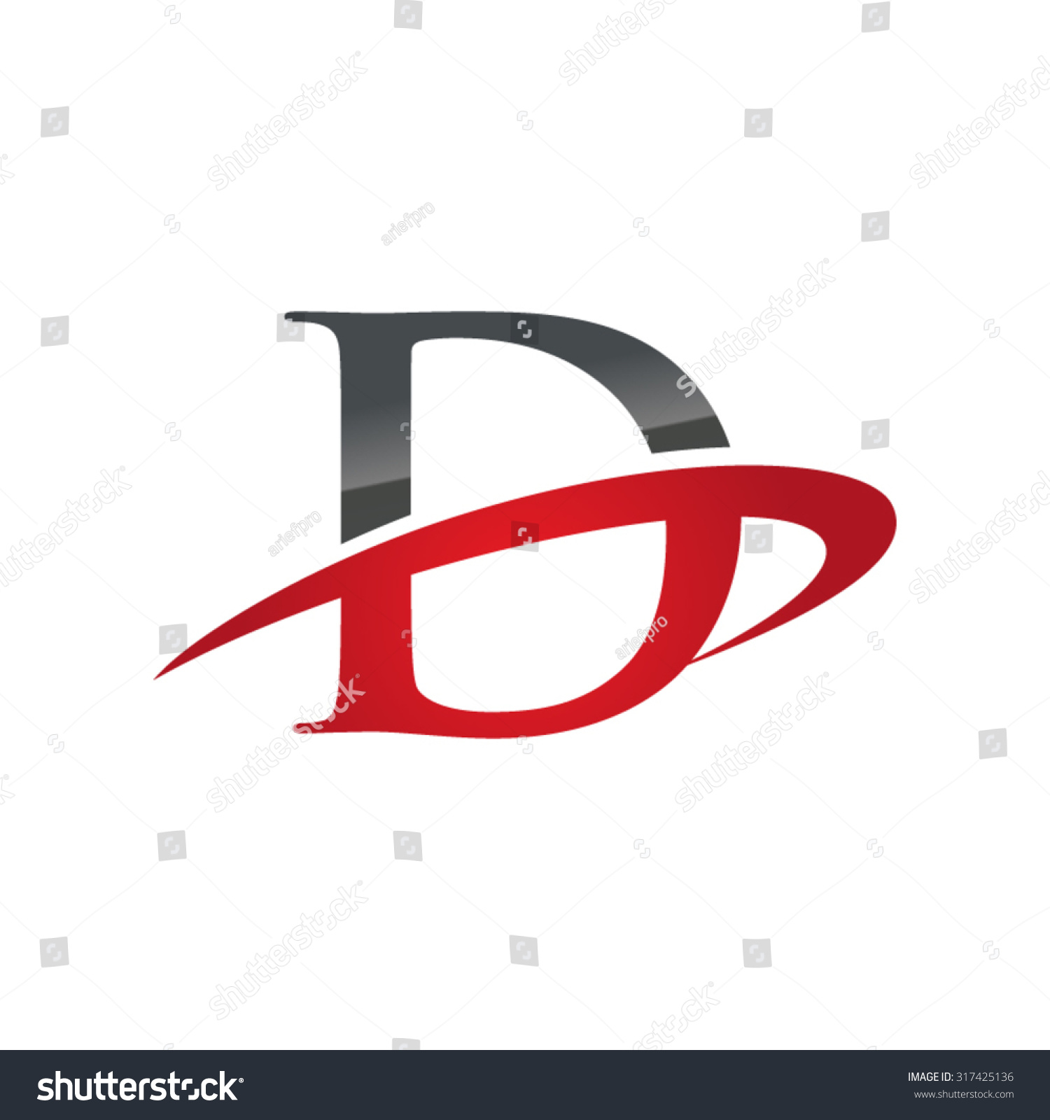 D Initial Company Red Swoosh Logo Stock Vector (Royalty Free) 317425136 ...