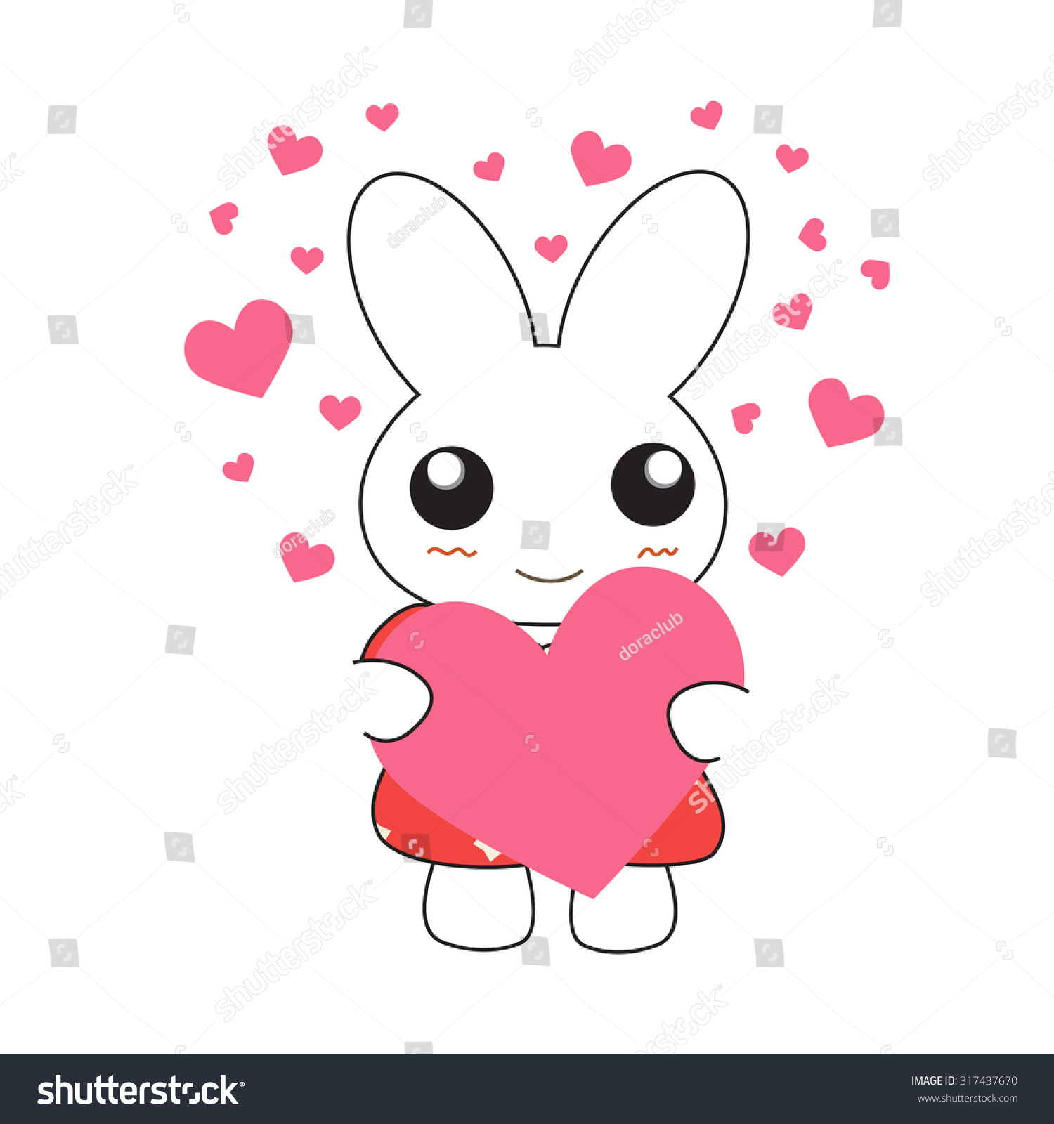 Cute Cartoon Bunny Girl Pretty Pink Stock Vector Royalty Free 317437670 Shutterstock