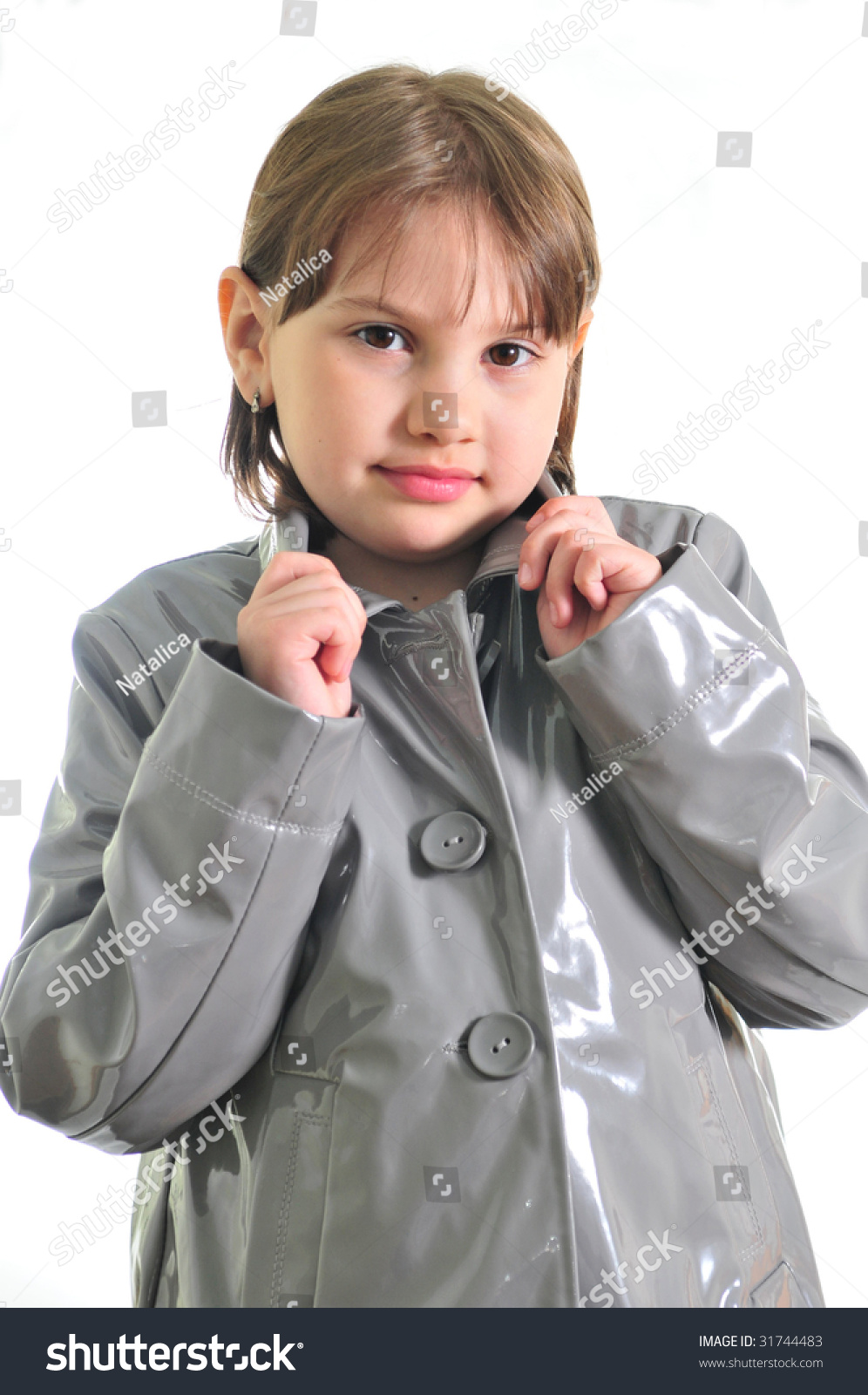 Cute Little Girl Raincoat Isolated Over Stock Photo 31744483 Shutterstock