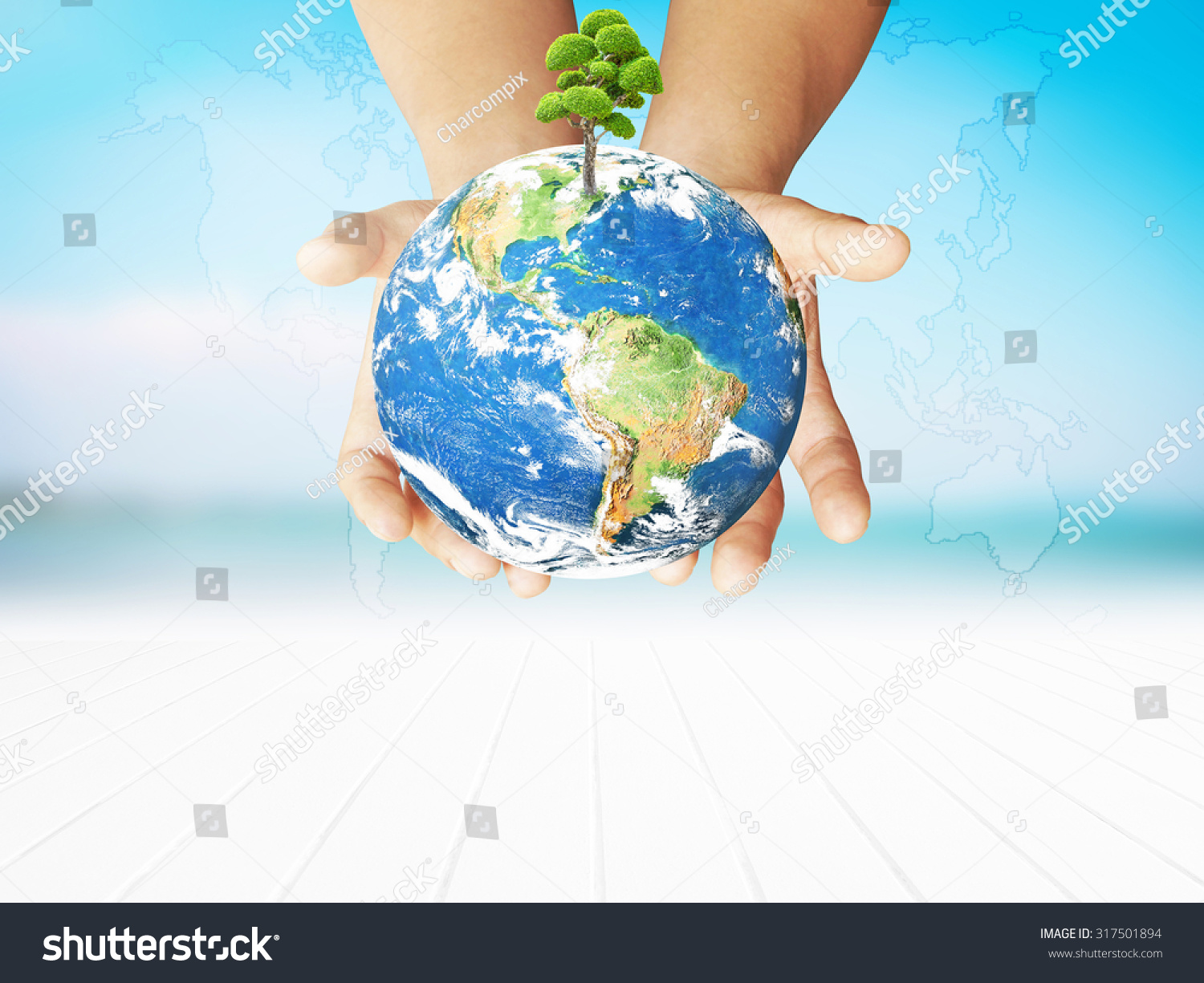 Hands Holding Earth Trees Growing On Stock Photo 317501894 | Shutterstock