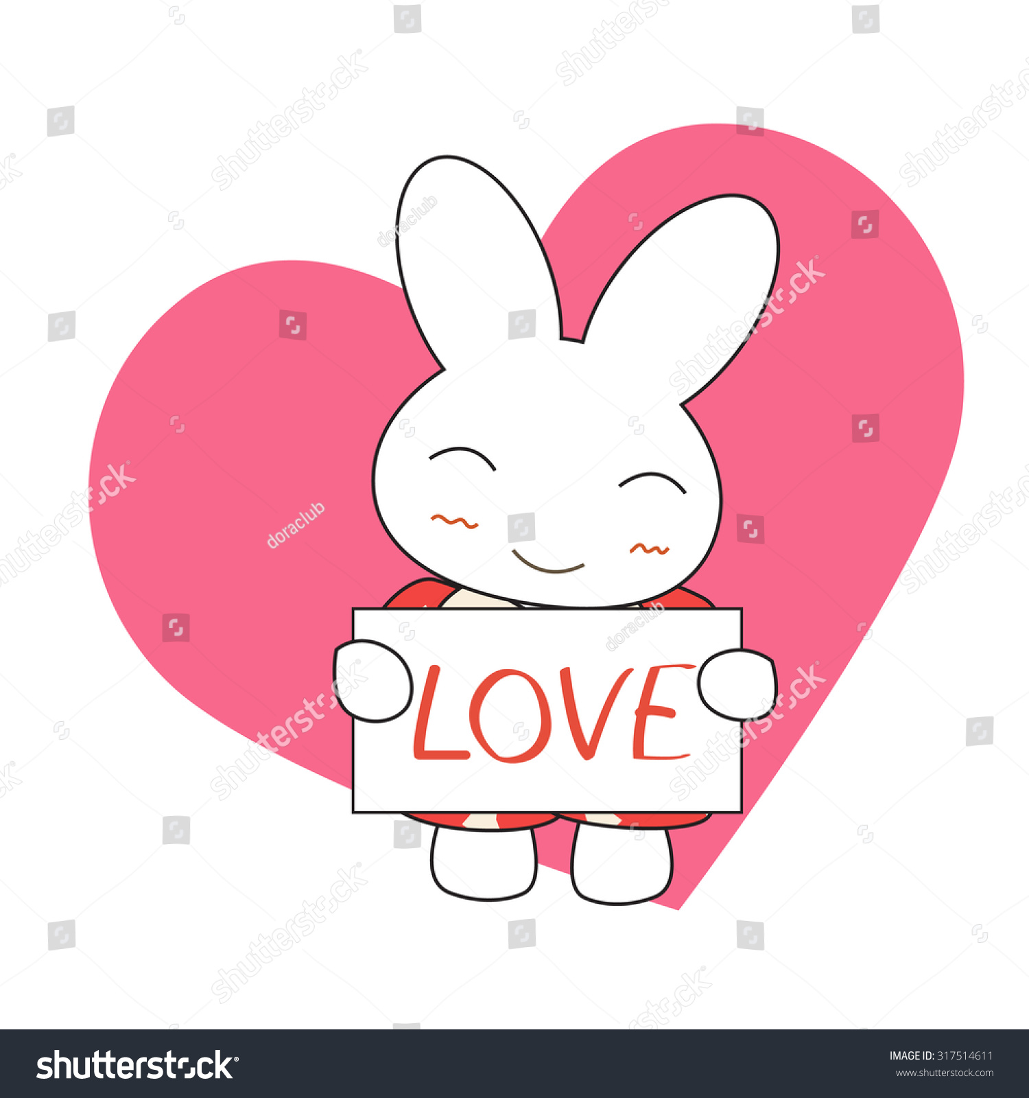 Cute Cartoon Bunny Girl Pretty Pink Stock Vector Royalty Free 317514611 Shutterstock