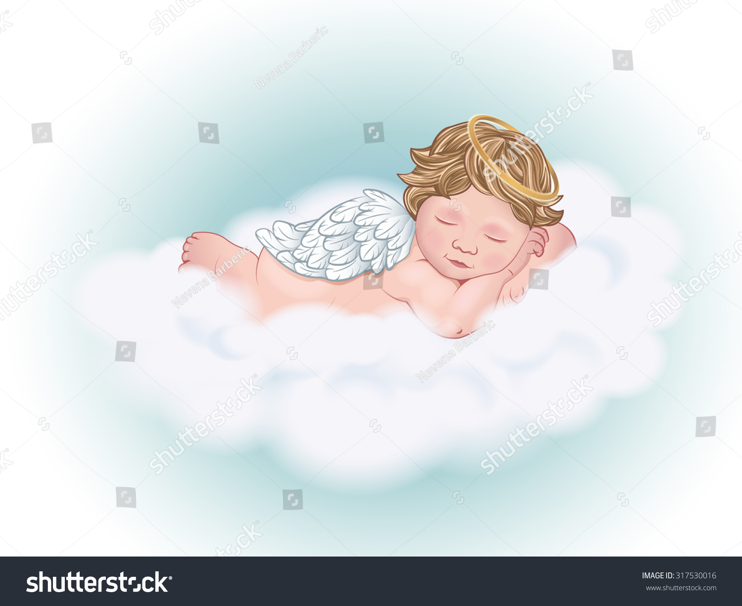 Ангел мальчик на облаке
