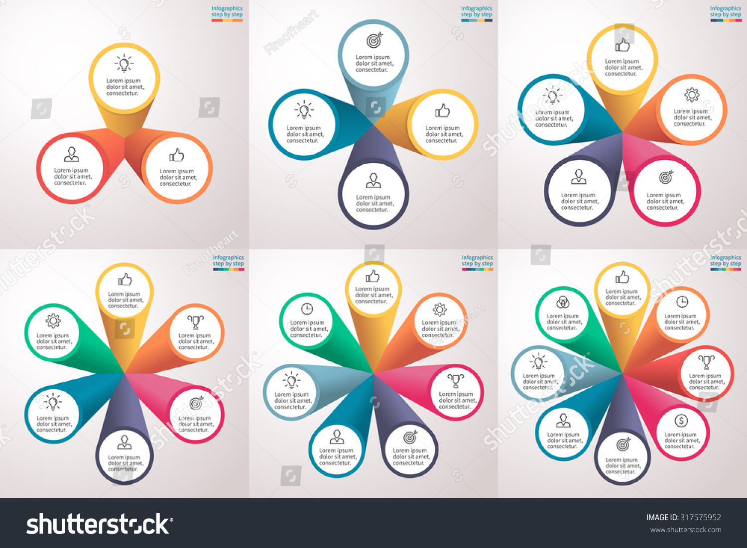 Infographics Step By Step Radial Structure Stock Vector (Royalty Free ...