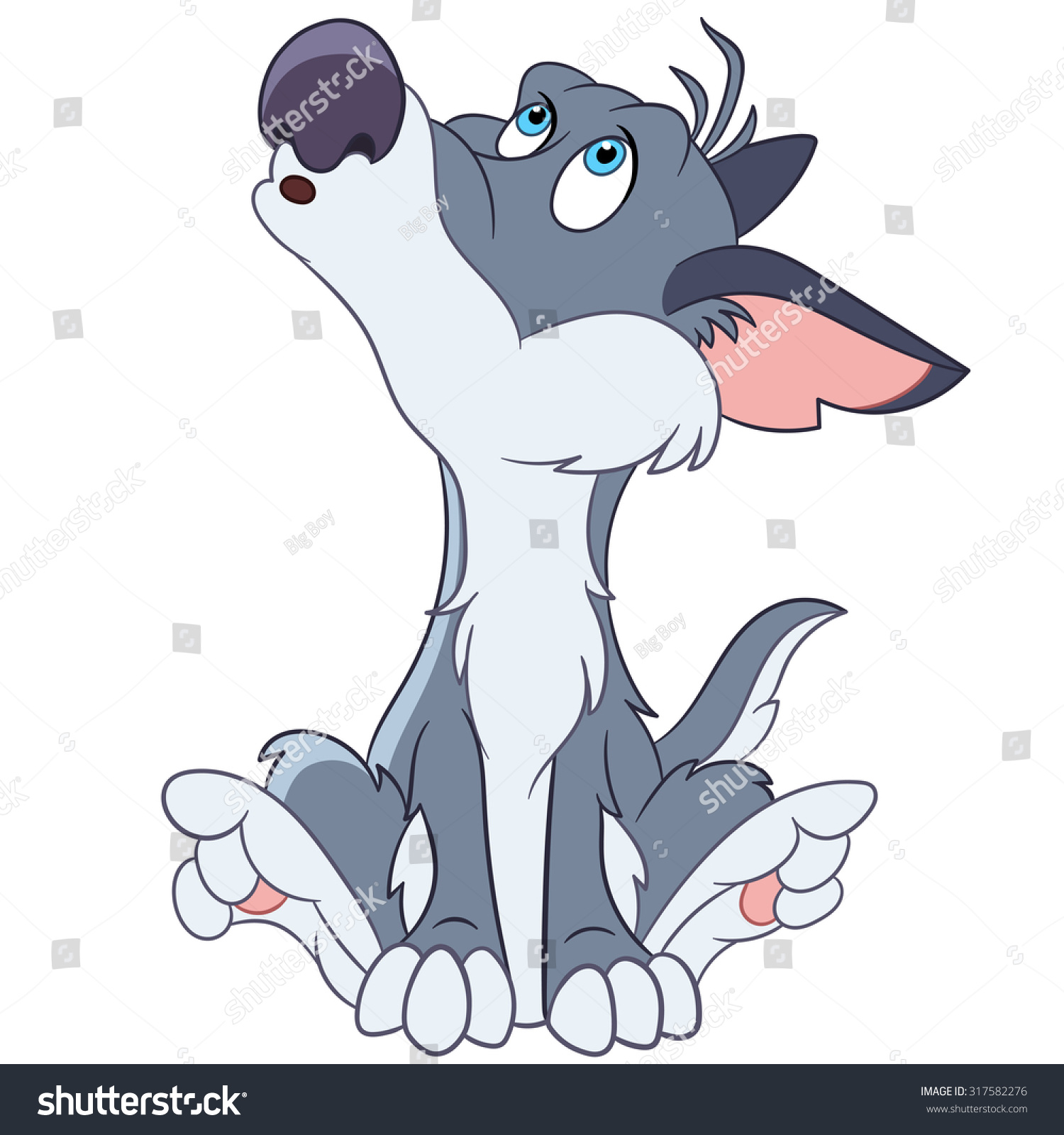 Wolf Howling Cartoon Character Isolated On Stock Vector (Royalty Free) 3175...