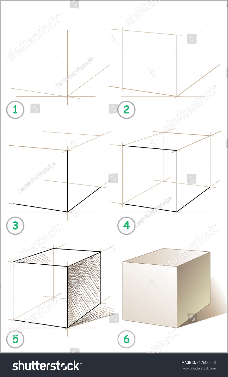 Как рисовать куб поэтапно