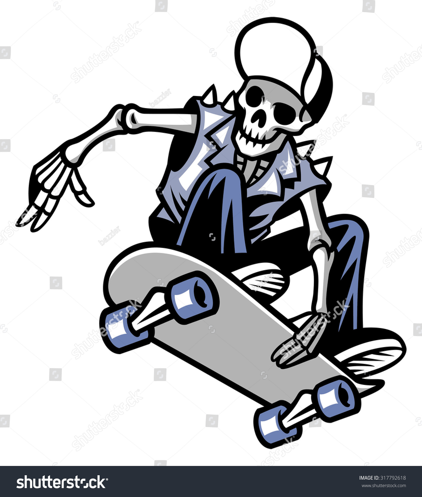 Наклейки скелетом на скейтборде.