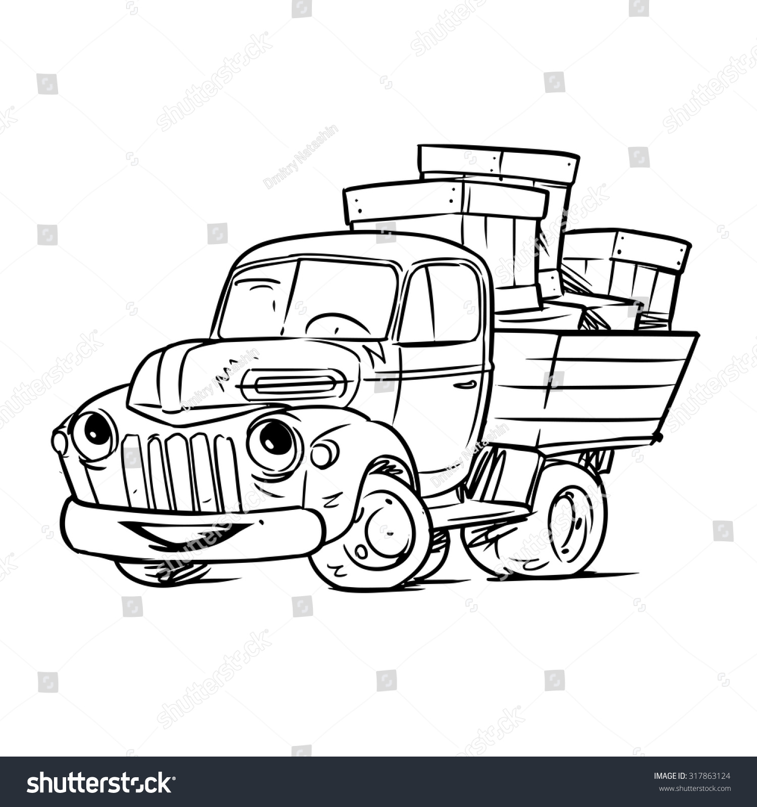 Vektor Stok Old Cartoon Truck (Tanpa Royalti) 317863124 Shutterstock.