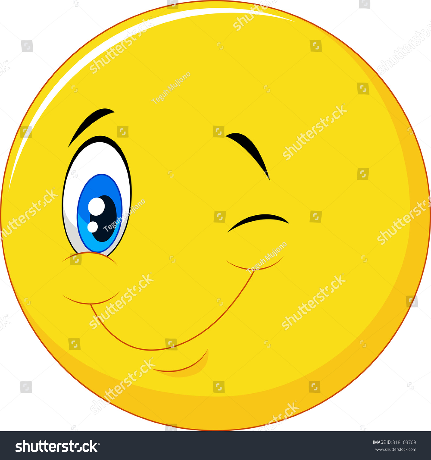 Happy Emoticon Cartoon Eye Blinking On Stock Vector Royalty Free 318103709 Shutterstock 7436