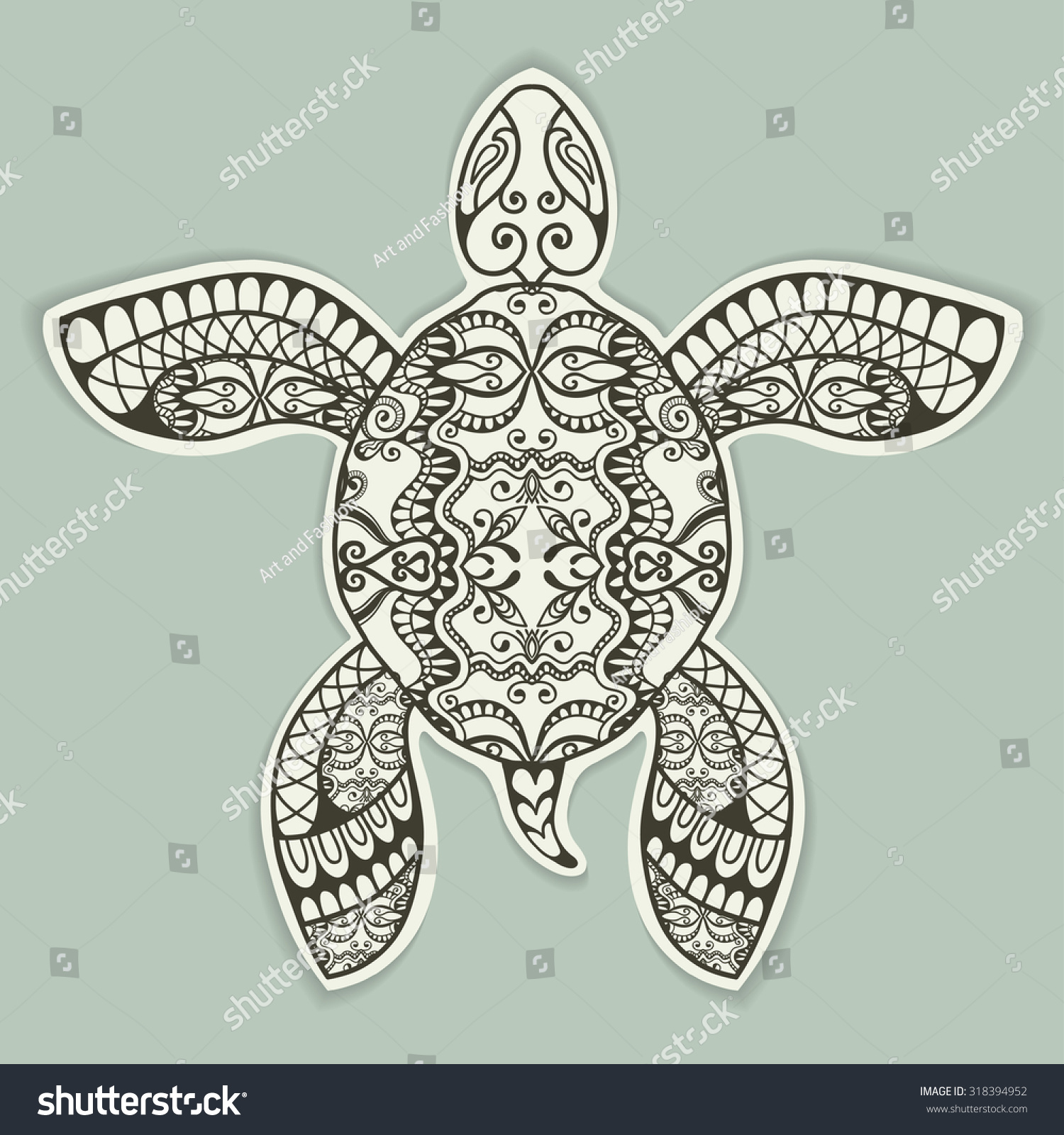 Decorative Turtle Ethnic Ornament Cut Out Stock Vector Royalty Free