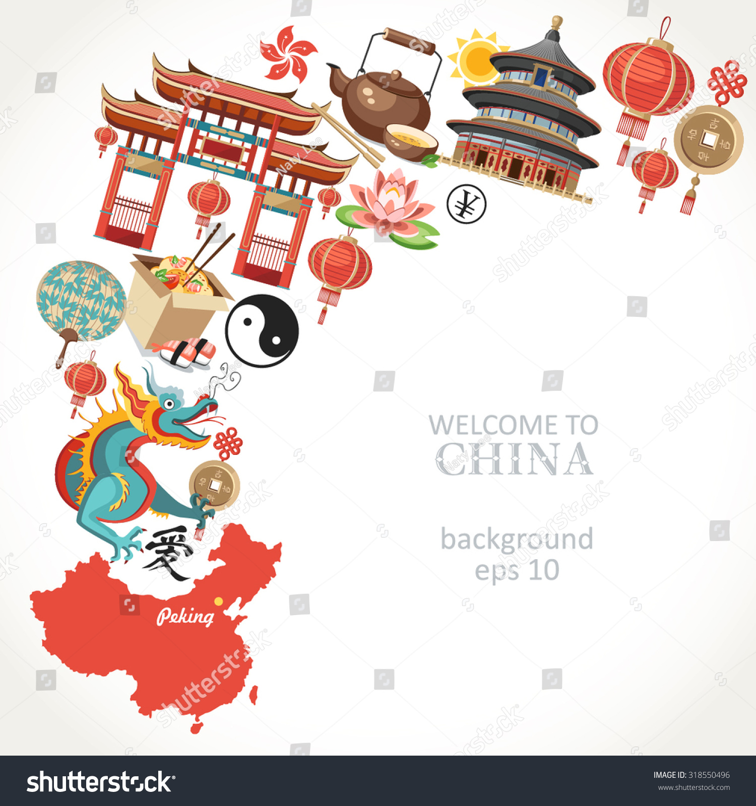 Welcome China Background Stock Vector (royalty Free) 318550496 