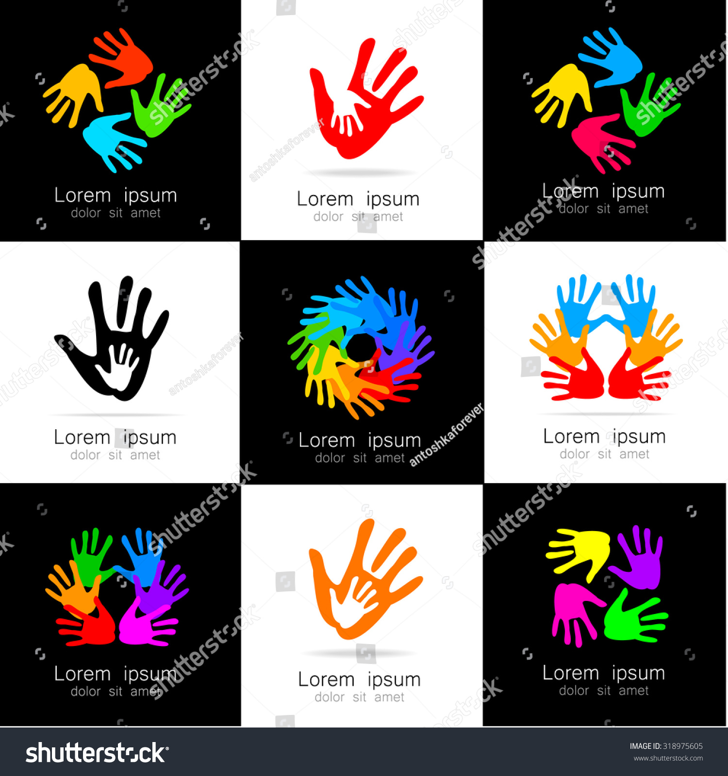 Hands Collection Logo Templates Design Ideas Stock Vector (Royalty Free ...