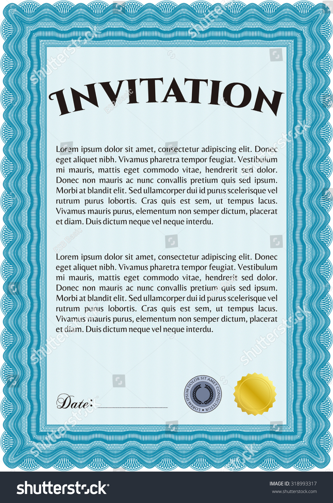 Formal Invitation Template Complex Linear Background Stock Vector
