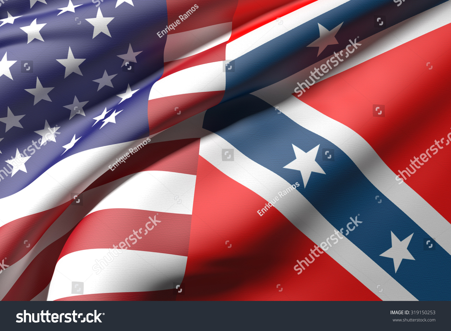 3d Rendering United States Confederate Flags Stock Illustration ...