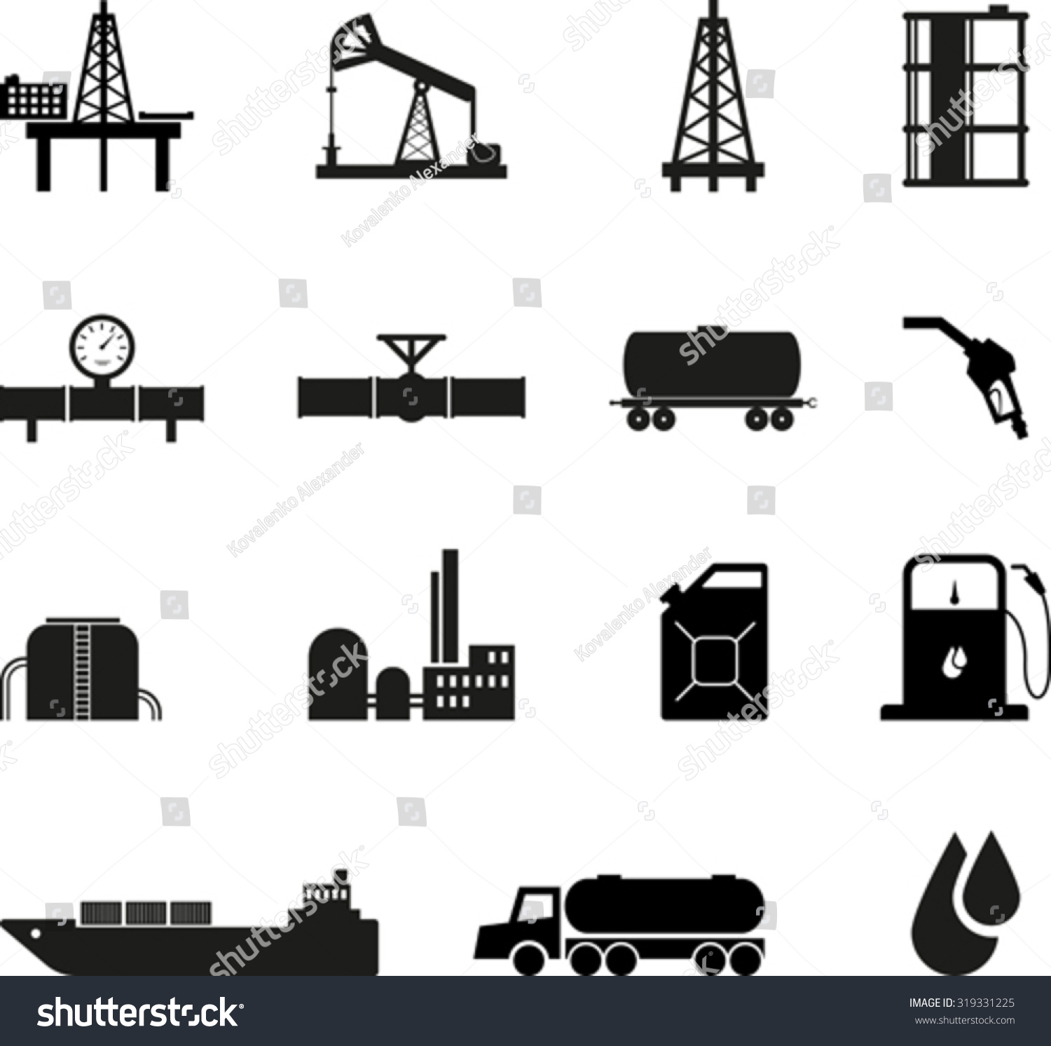 Set Black Oil Icons Stock Vector (Royalty Free) 319331225 | Shutterstock