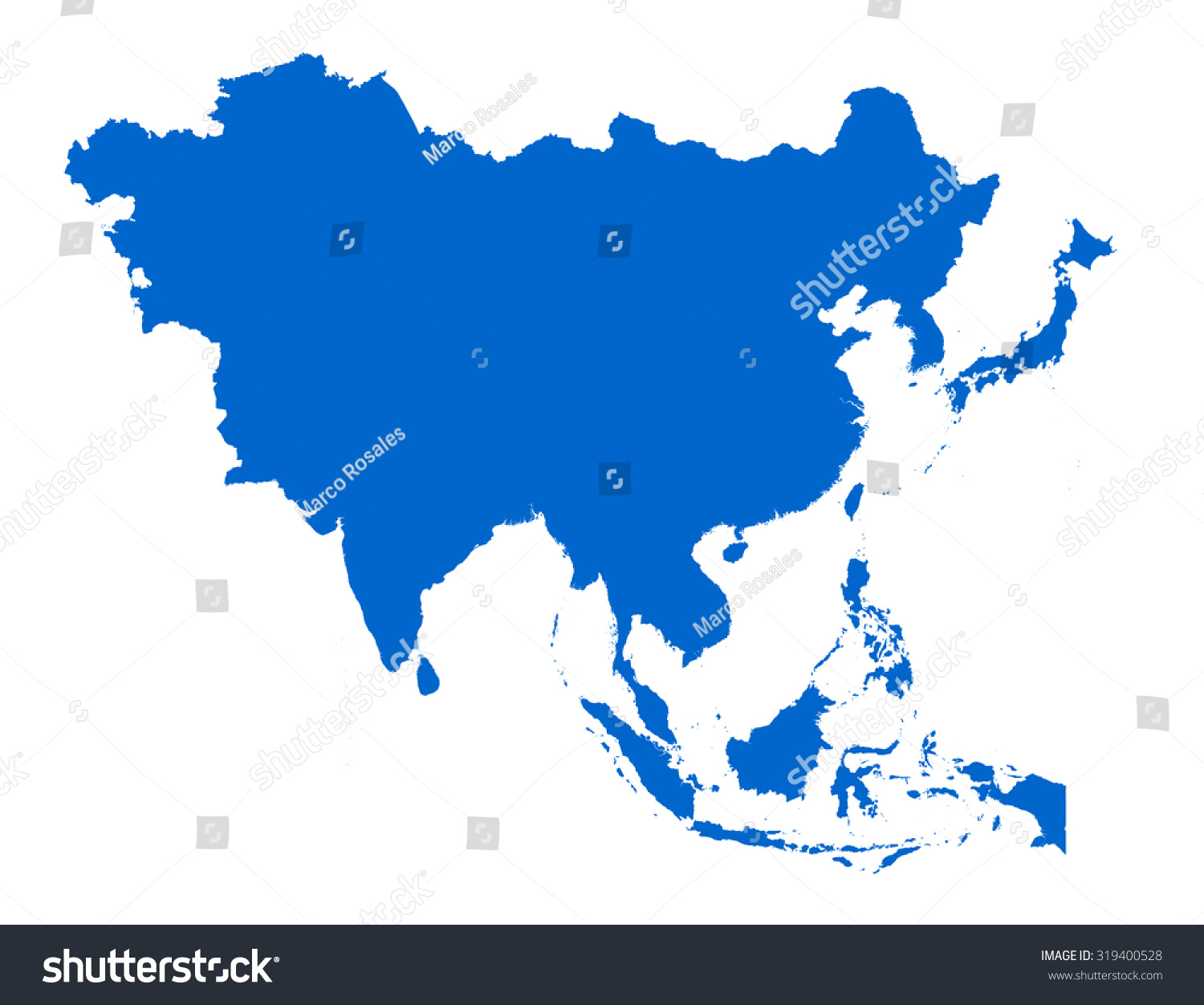 Blue Asia Map Stock Vector (Royalty Free) 319400528 | Shutterstock