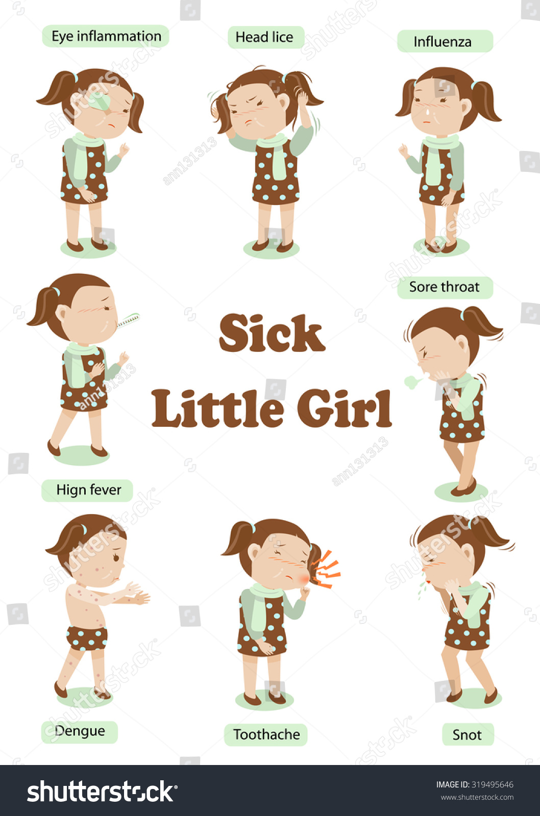 Sick Girl Characters Set Infographicvector Illustration Stock Vector ...