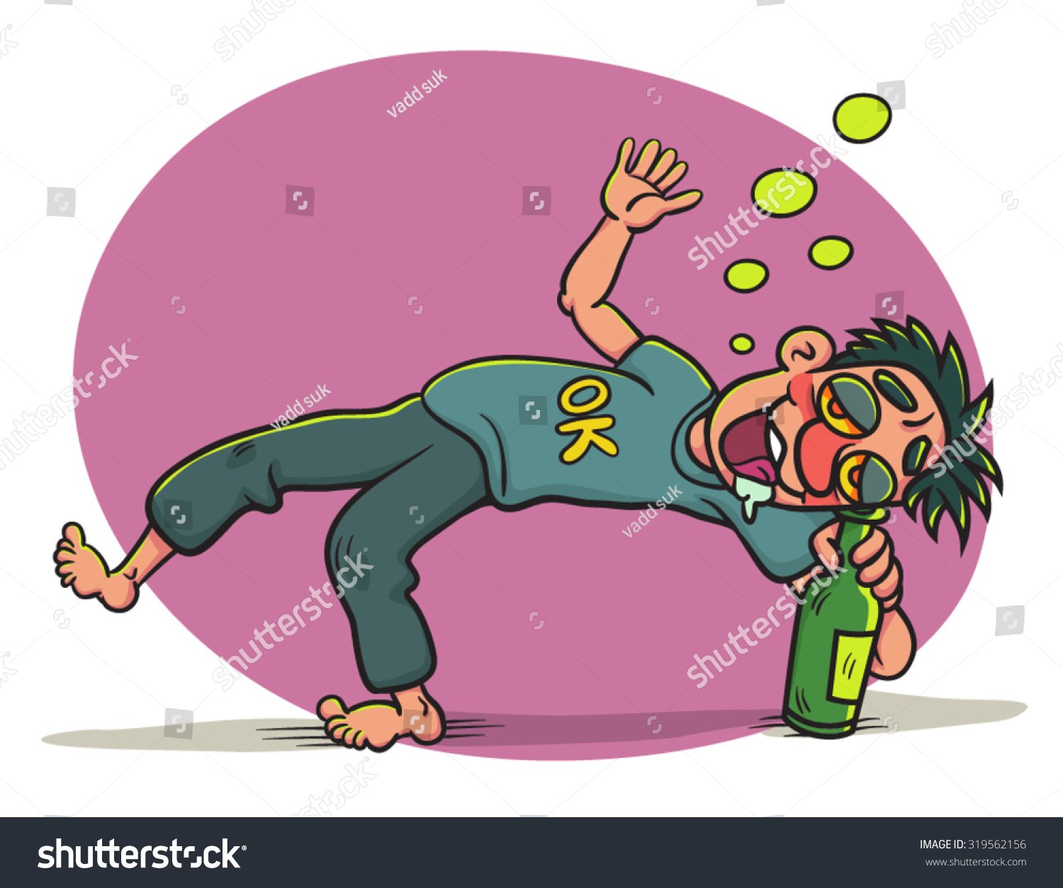 Drunk Man Bottle Lying Illustration Stock Vector (Royalty Free ...
