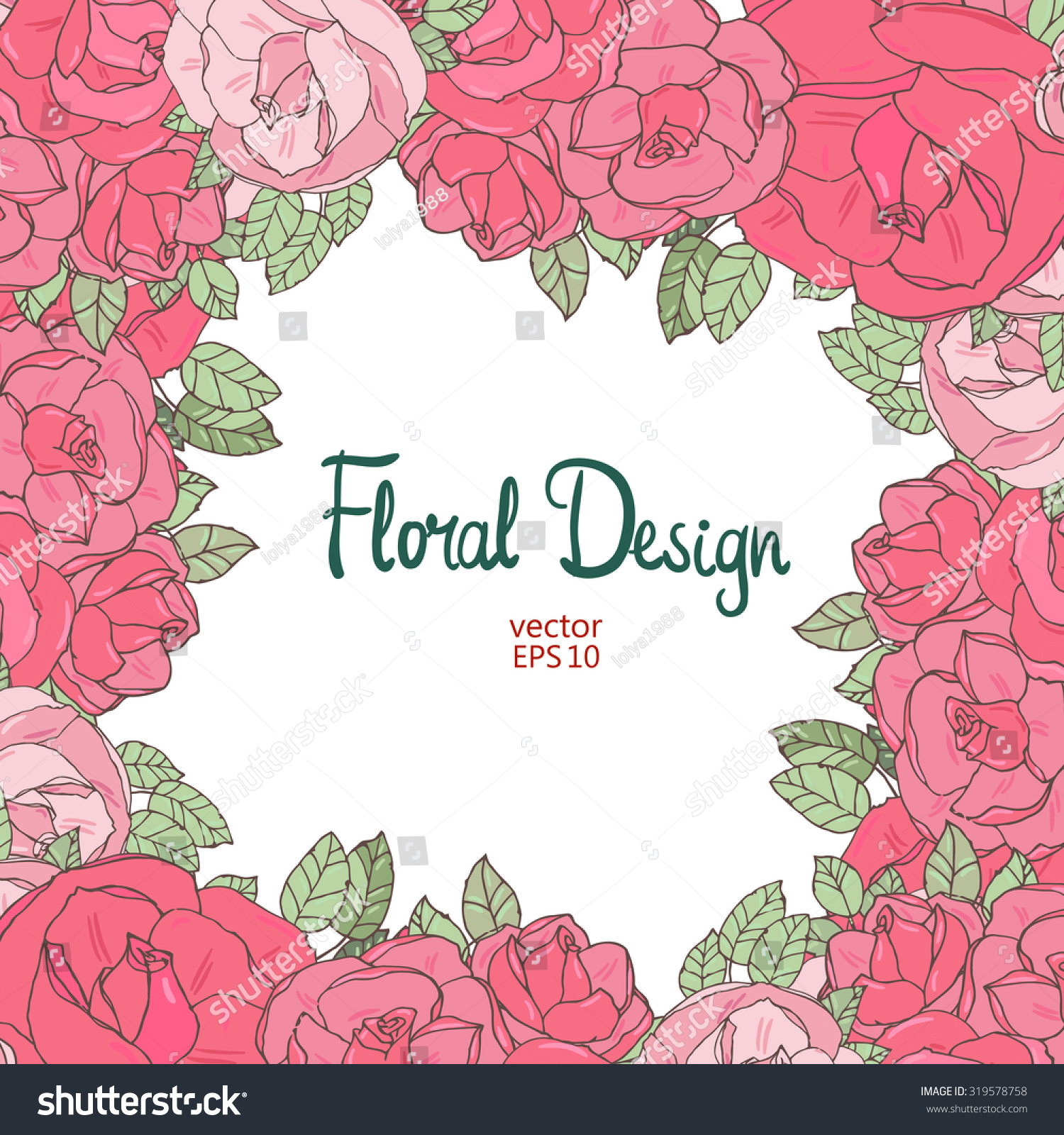 Vector Floral Frame Hand Drawn Pink Stock Vector (Royalty Free ...