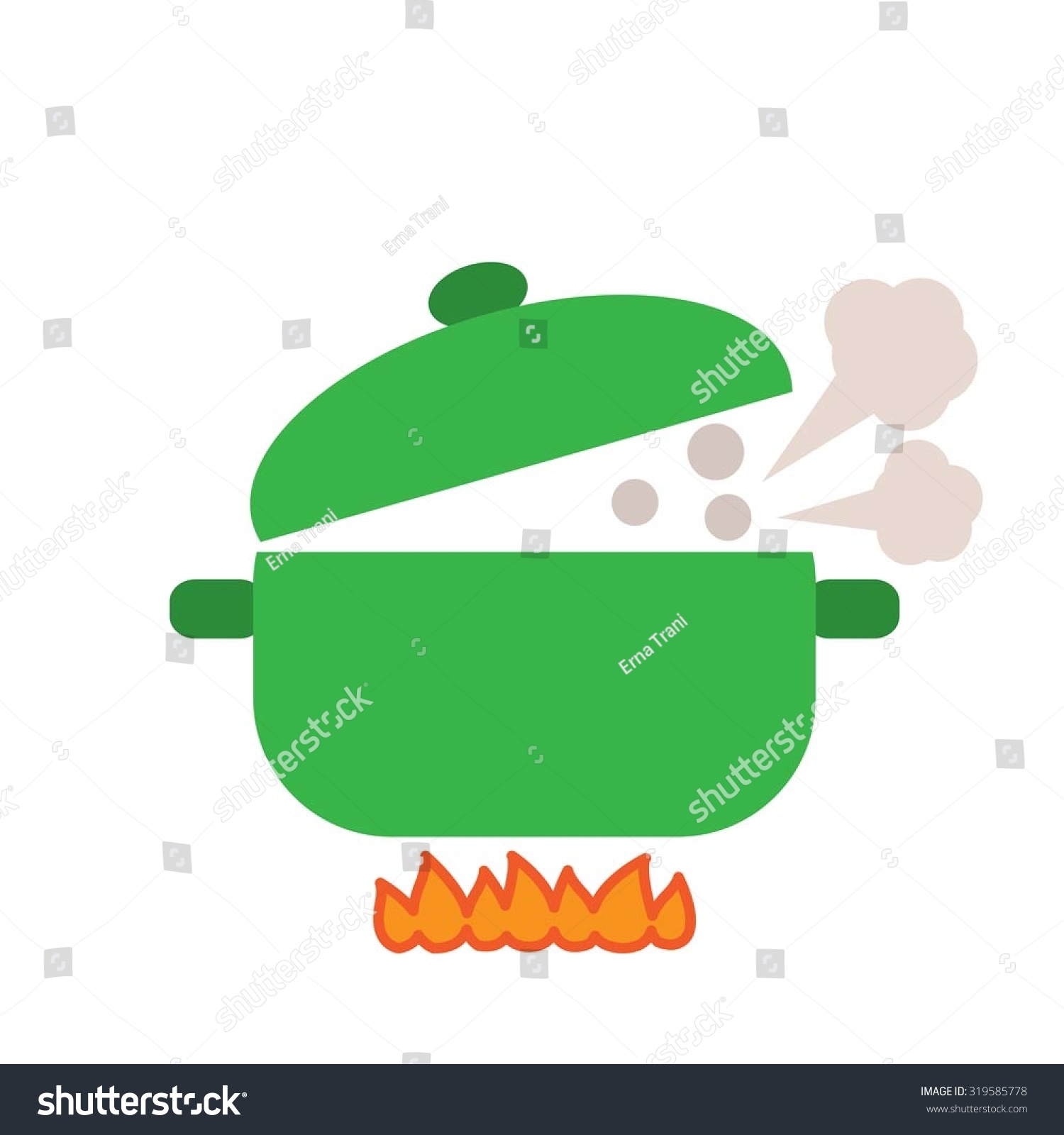 Vector Illustration Boiling Pot On Fire Stock Vector (Royalty Free ...