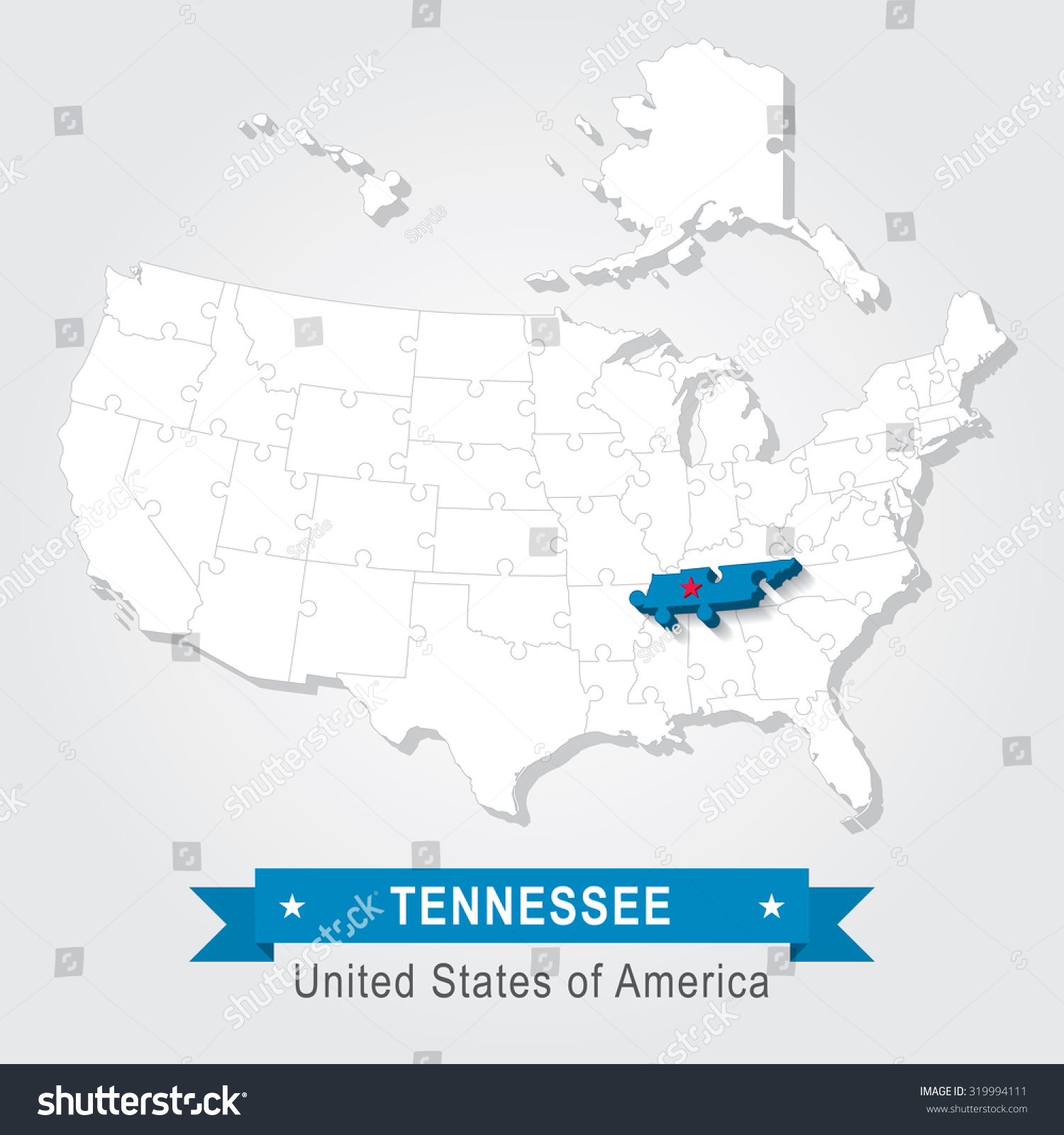 Tennessee State Usa Administrative Map Stock Vector Royalty Free Stock Vector Tennessee State Usa Administrative Map 319994111