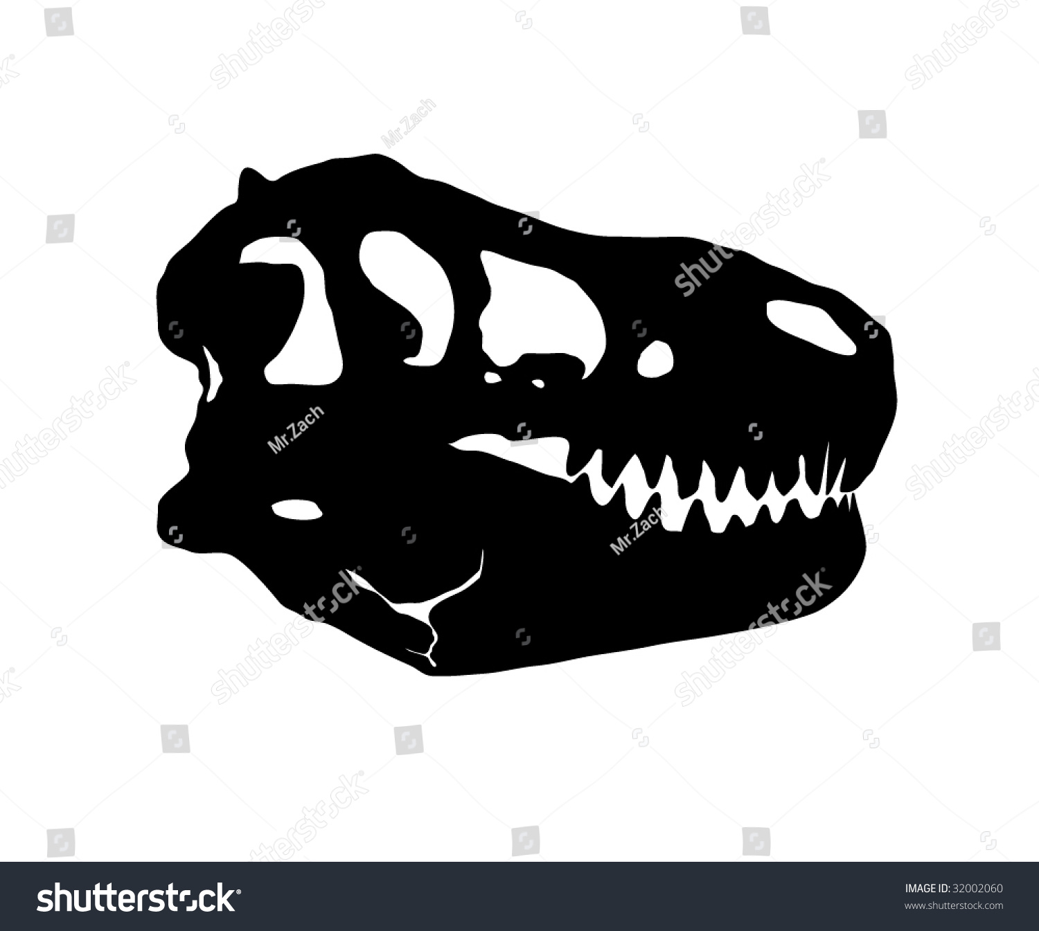 Tyrannosaurus Skull Silhouette Stock Vector (Royalty Free) 32002060 ...