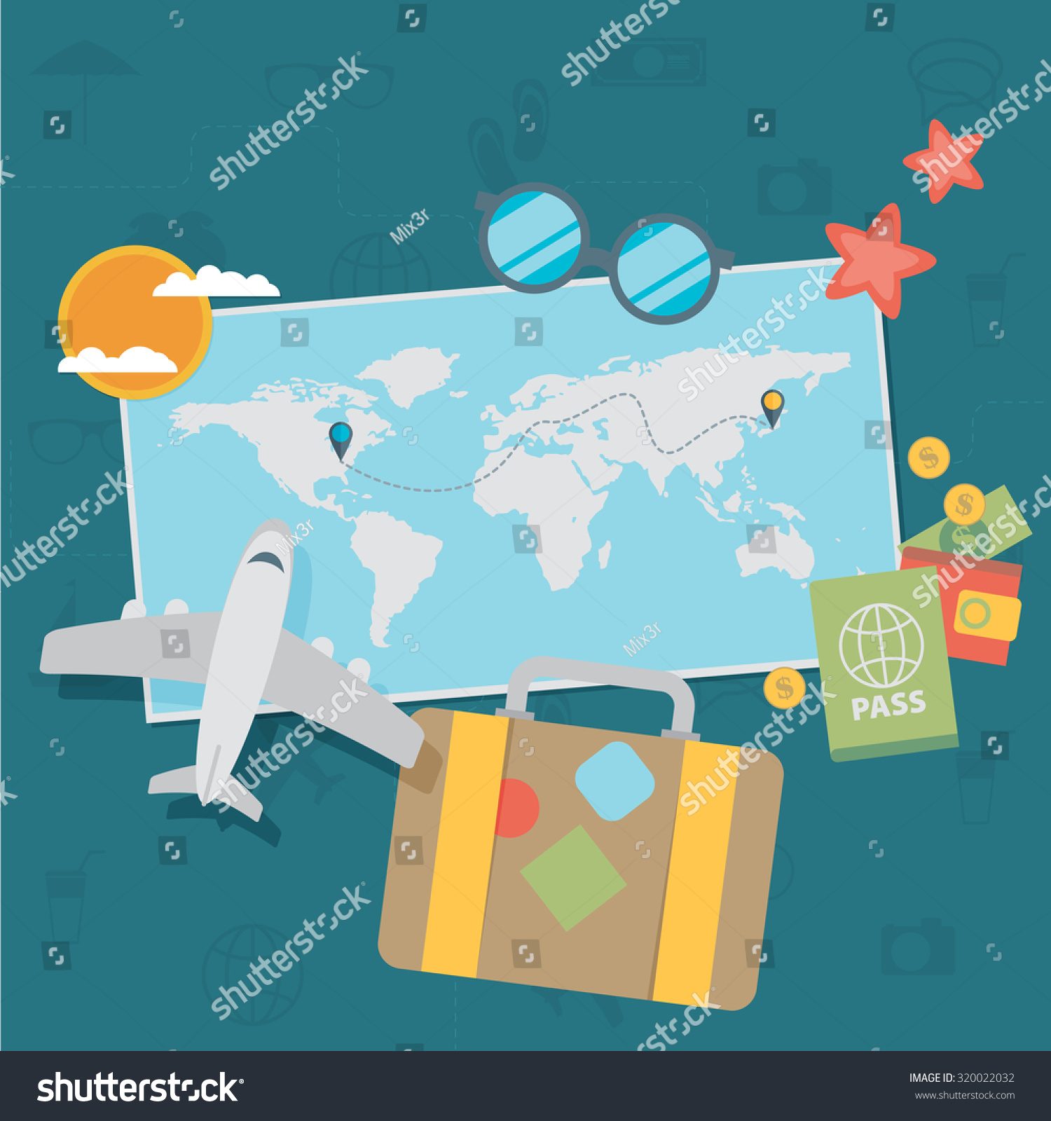 Travel Background Flat Vector Illustration Stock Vector (Royalty Free ...