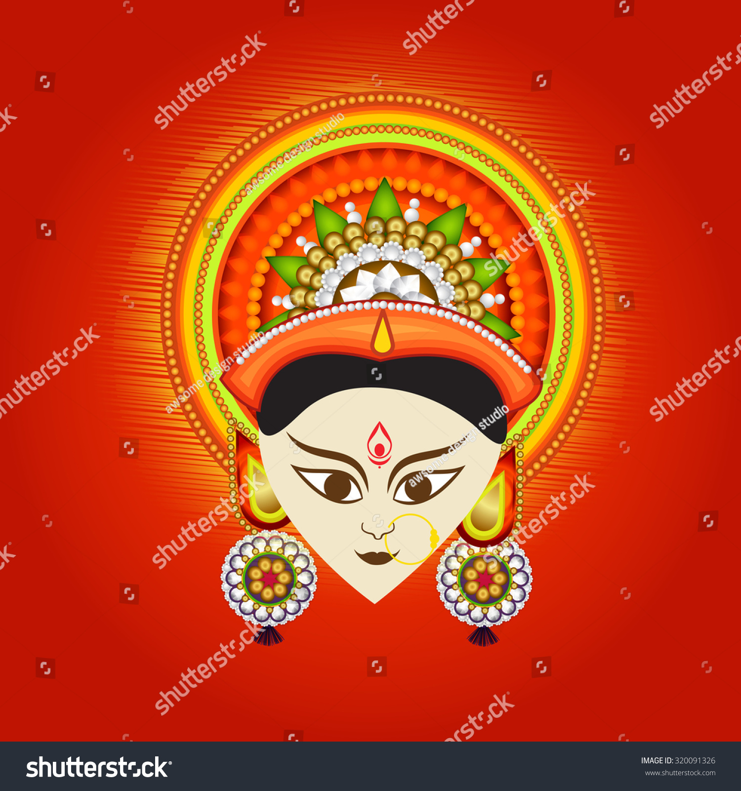 Vector Illustration Maa Durga Colourfull Background Stock Vector ...