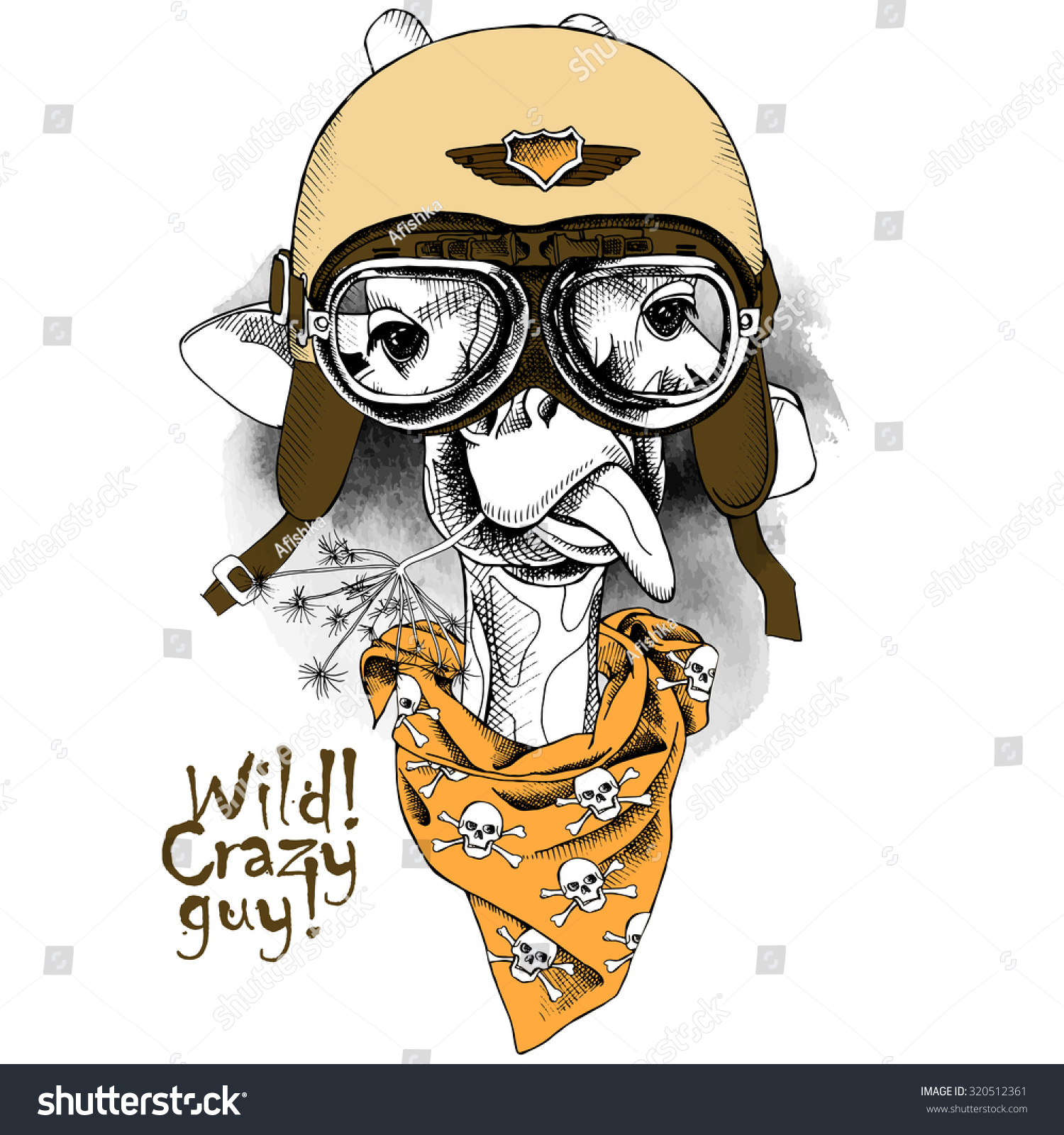 Portrait Giraffe Wearing Retro Motorcyclist Helmet Stock Vector ...