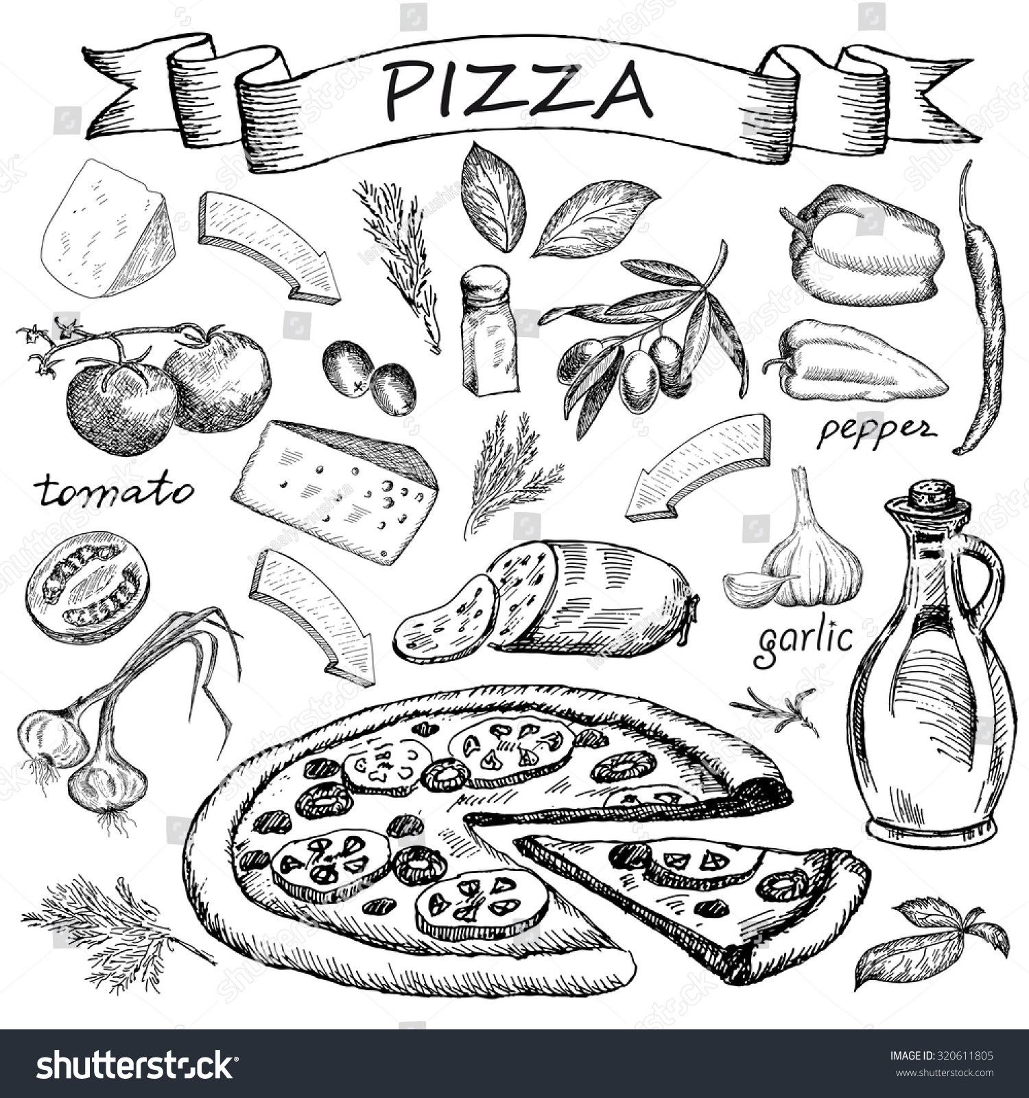 Продукты для пиццы рисунок