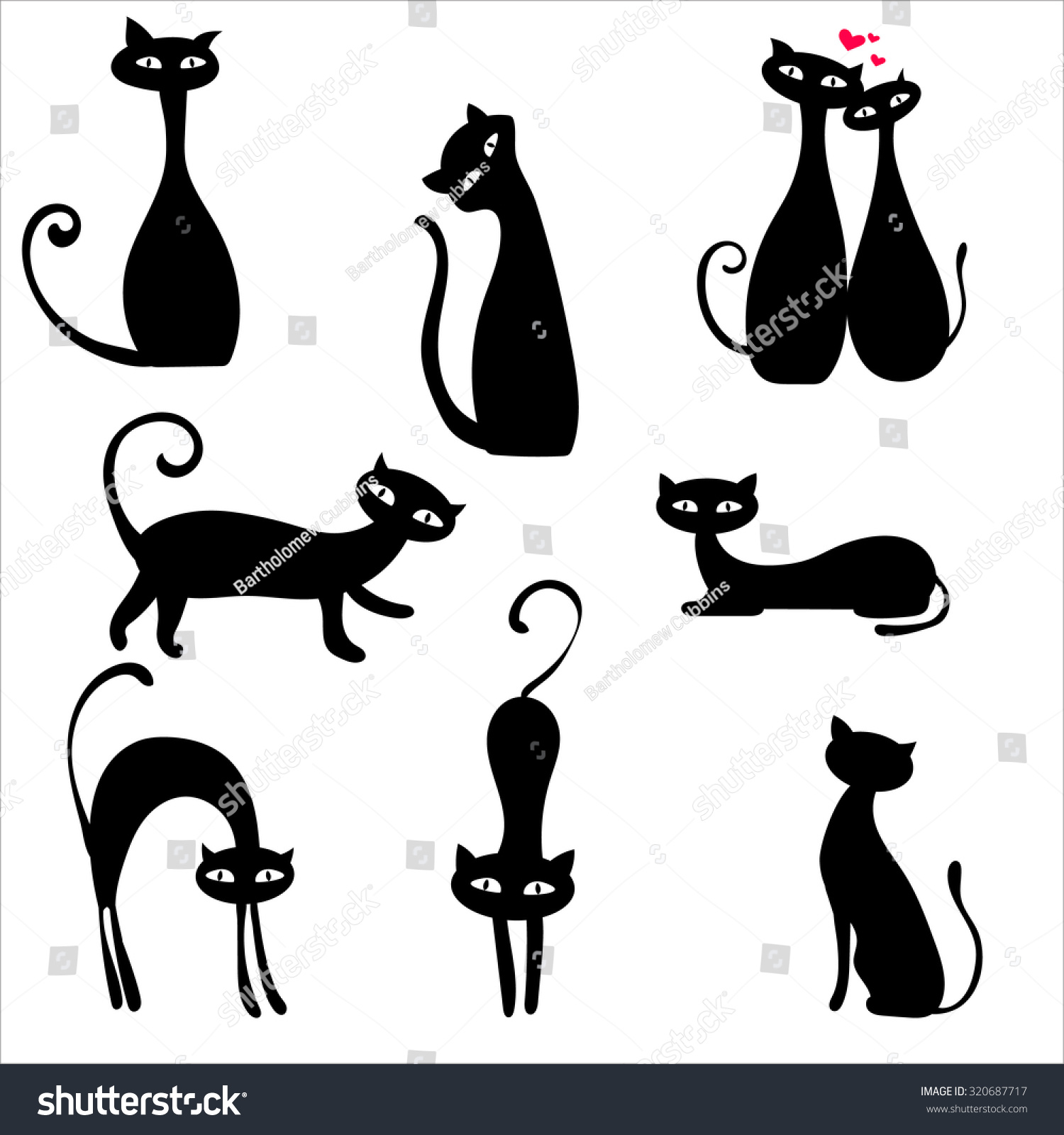 Cat Silhouette Set Stock Vector (Royalty Free) 320687717 | Shutterstock