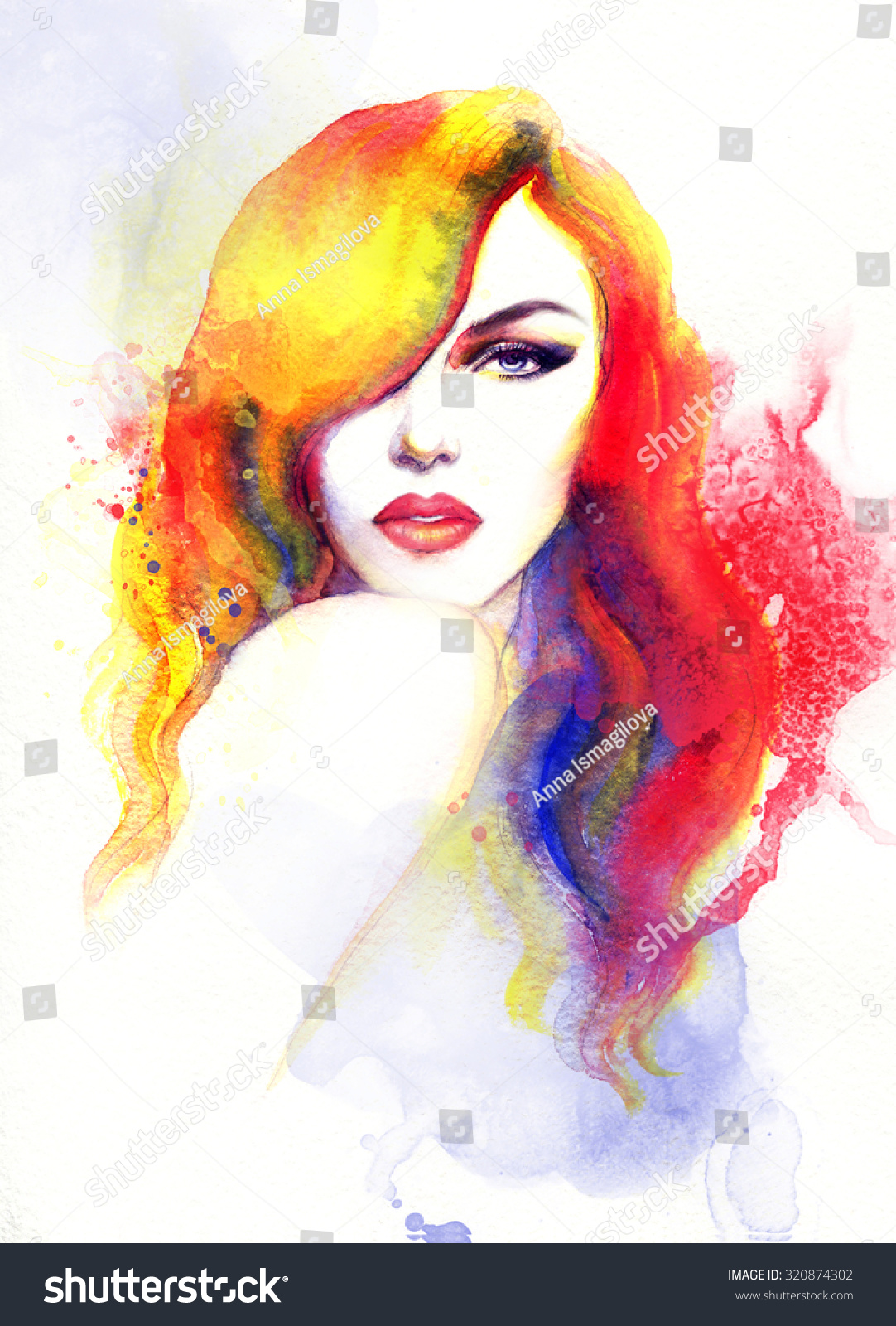 Woman Portrait Abstract Watercolor Fashion Background Stock Illustration 320874302 Shutterstock