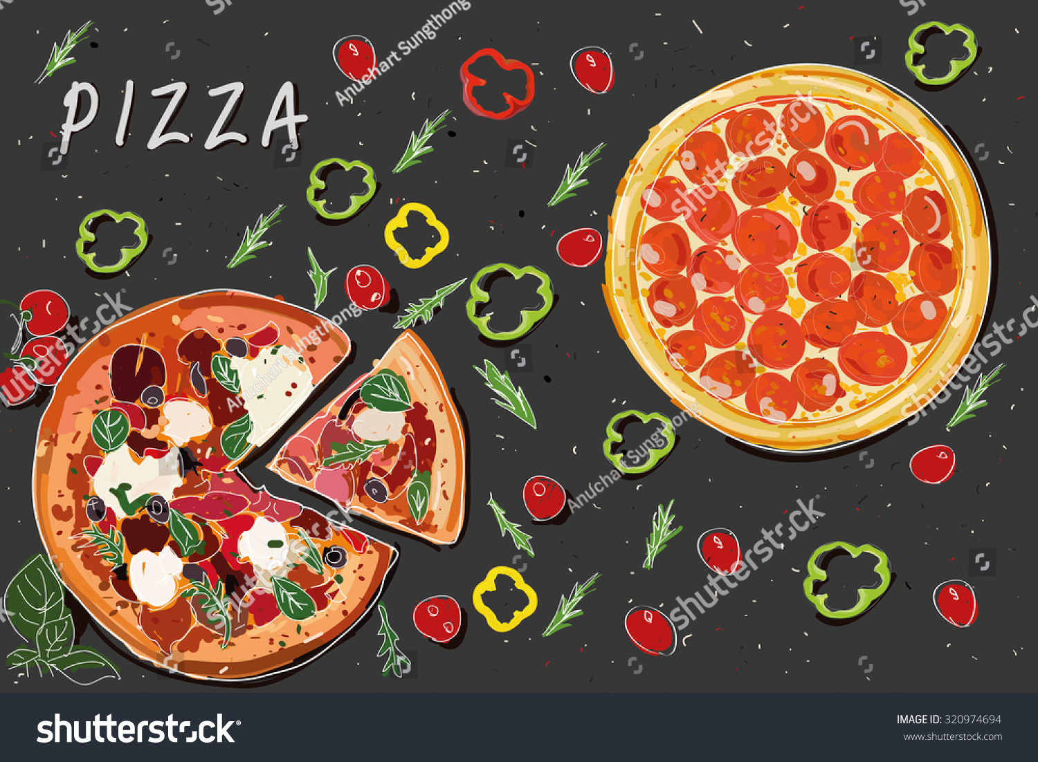 Pizza Ingredients Pizza Stock Vector (Royalty Free) 320974694 ...