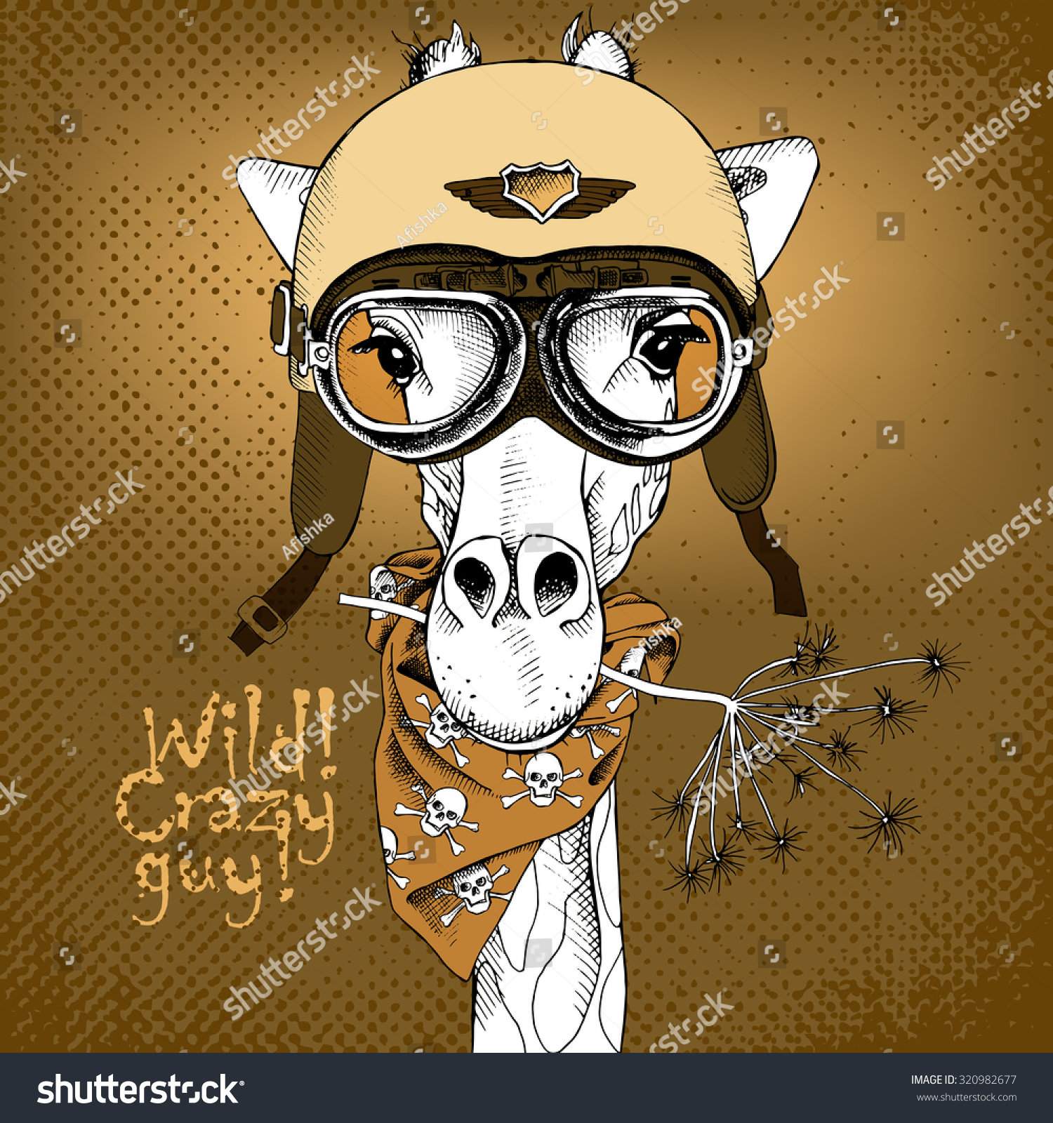 Жираф в очках и каске