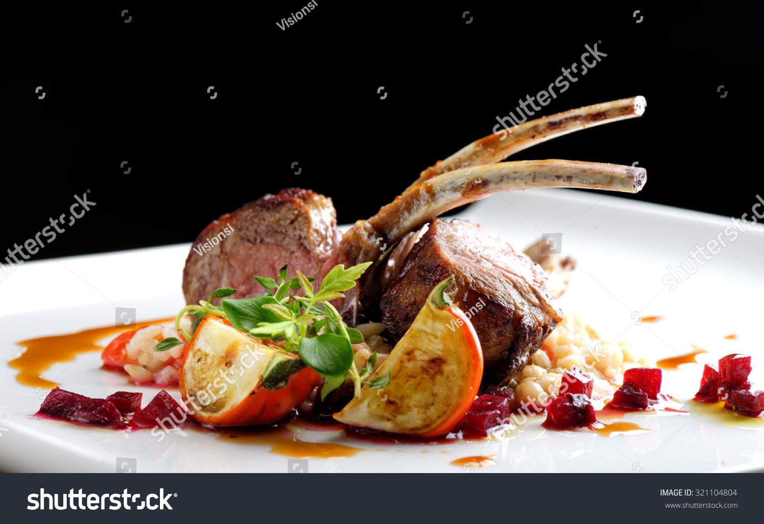 Fine Dining Roasted Lamb Chops On Stock Photo 321104804 | Shutterstock