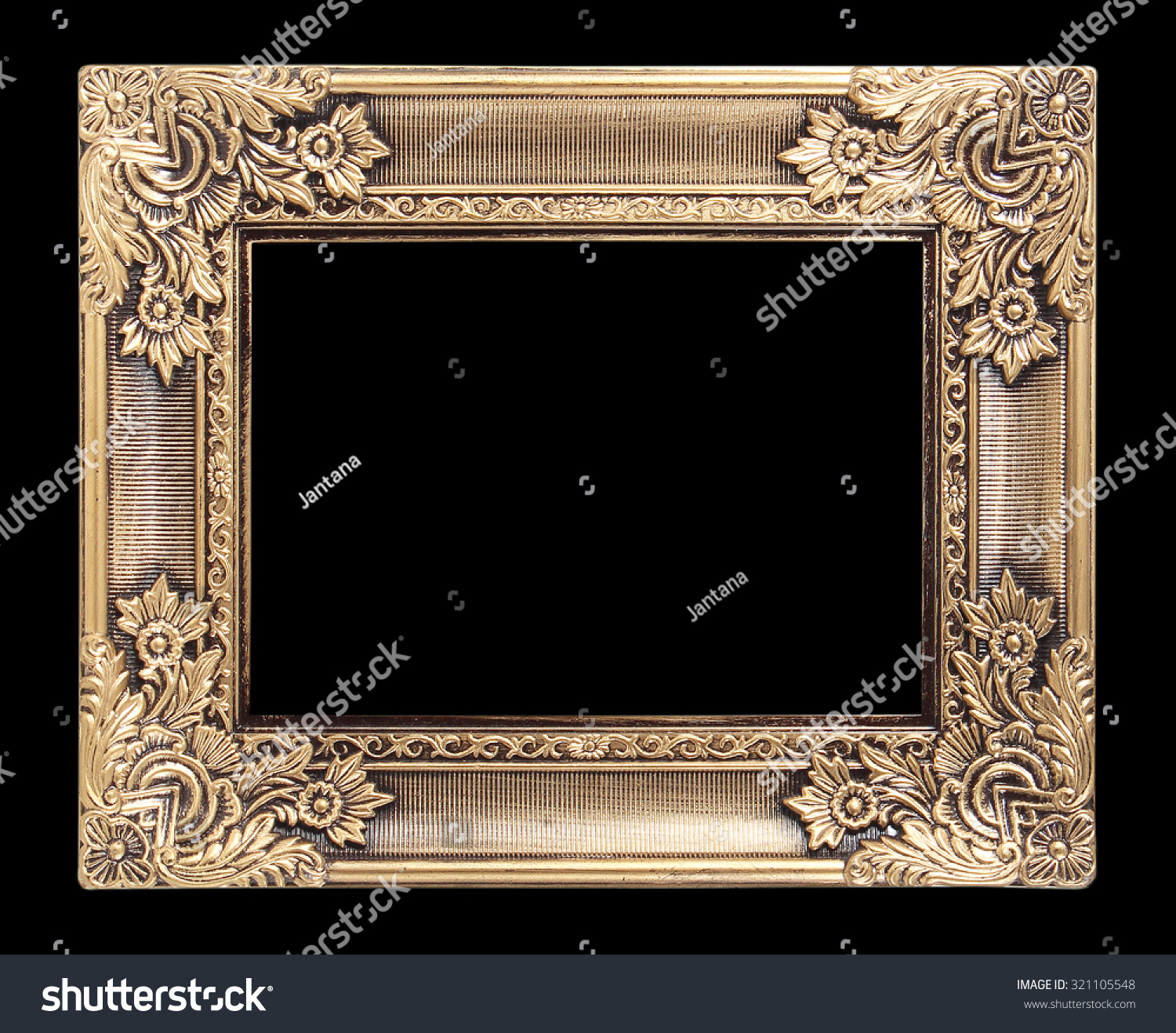 Antique Golden Frame Isolated On Black Stock Photo 321105548 