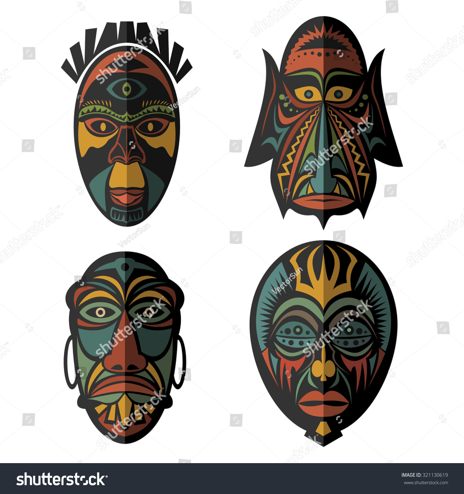 Olive Croft Face Protector Mouth Cover Vintage Ethnic Symmetrical Pattern African Culture Ancient Symbols 