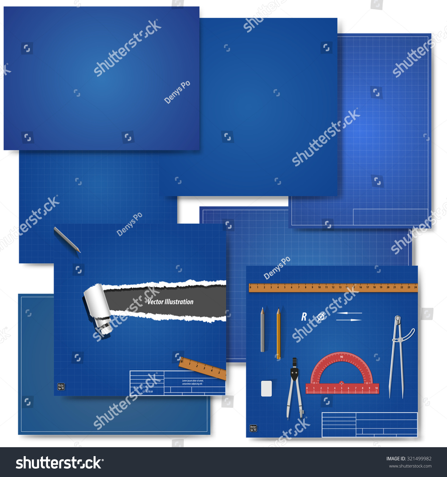 Set Blueprint Backgrounds Vector Illustration Eps Stock Vector (Royalty ...