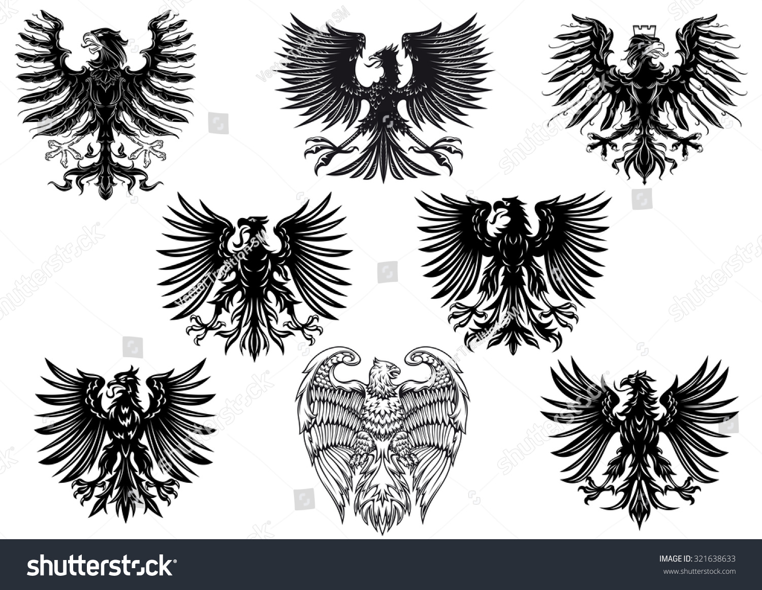 Heraldic Royal Medieval Eagles Retro Heraldry Stock Illustration ...