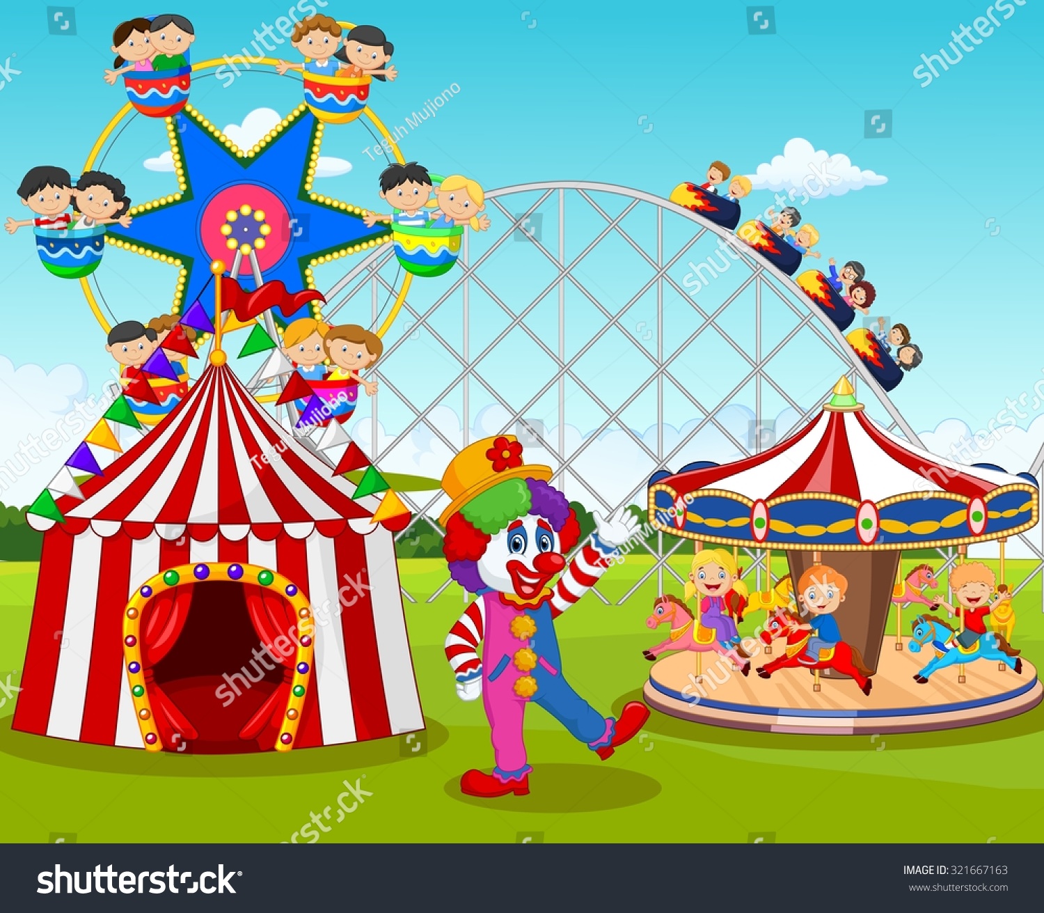 Cartoon Little Kid Clown Carnival Festival Stock Vector (Royalty Free ...