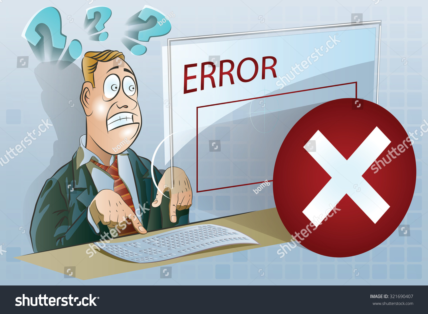 Funny Businessman Working Computer Network Security Stock Vector Funny Businessman Working Computer Network Security Stock Vector