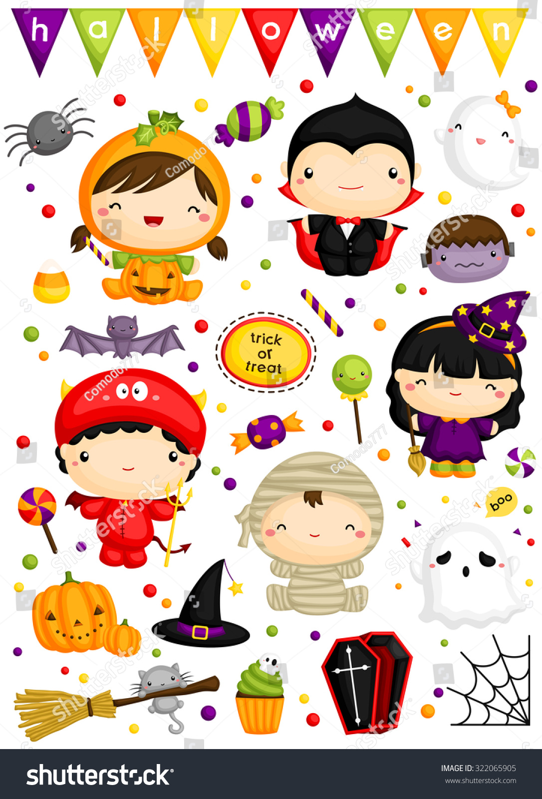 Kids Halloween Costume Stock Vector (Royalty Free) 322065905 | Shutterstock