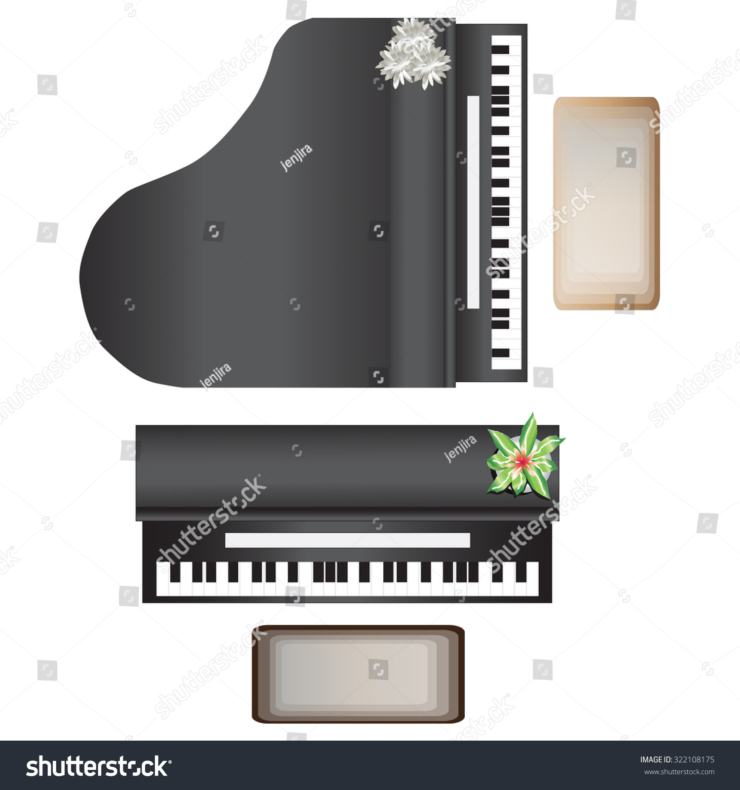 Piano Top View Interior Vector Illustration: เวกเตอร์สต็อก (ปลอดค่า ...