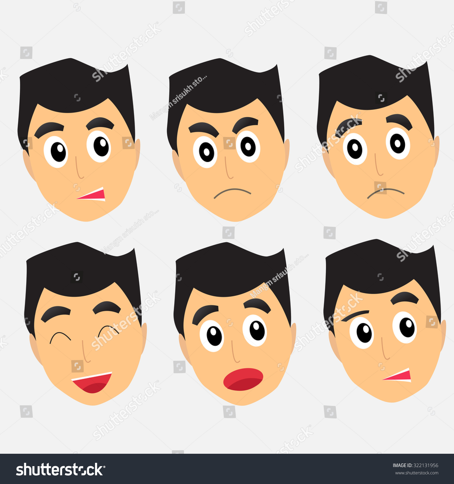 Emotions Man Cartoon Vector Stock Vector (Royalty Free) 322131956 ...