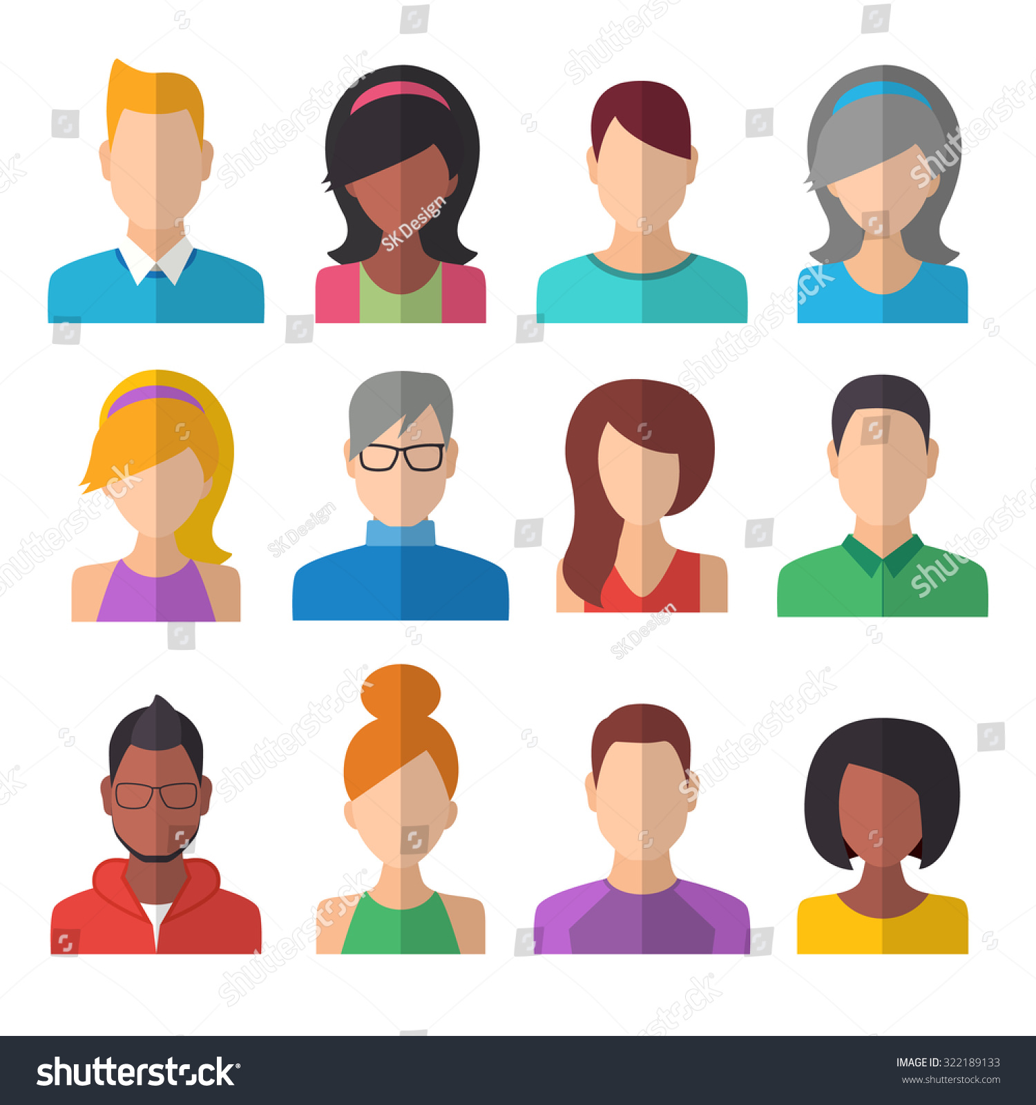 People Icons Set Team Concept Flat Stock Vector (Royalty Free ...