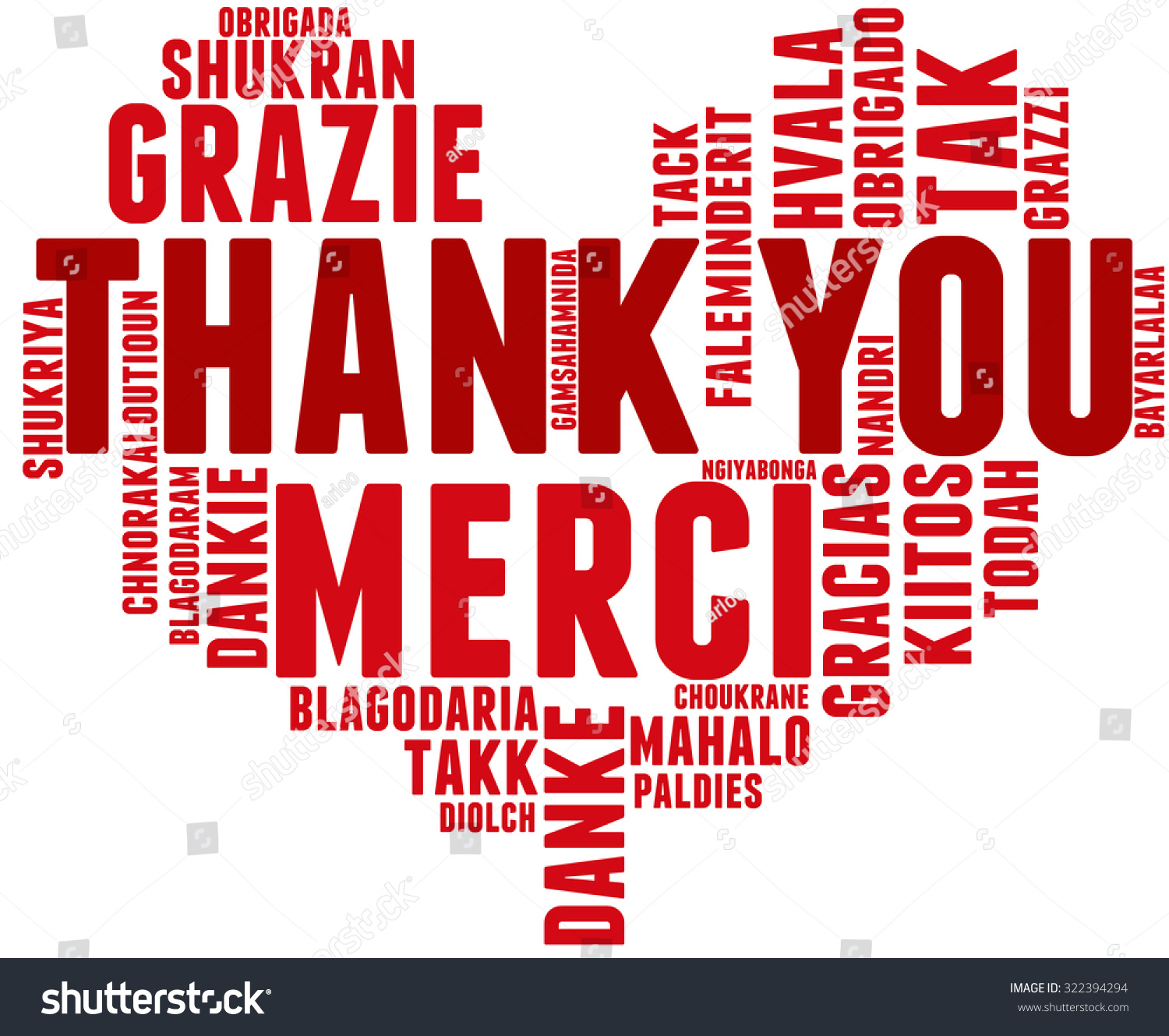 International Thank You Heart Shaped Word Stock Vector (royalty Free 